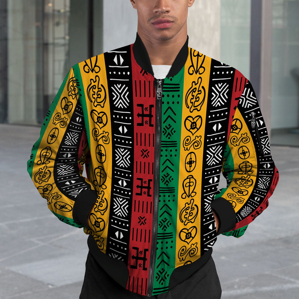 African Symbols in Pan-African Colors Bomber Jacket Bomber Jacket Version 2 Zootop Bear 