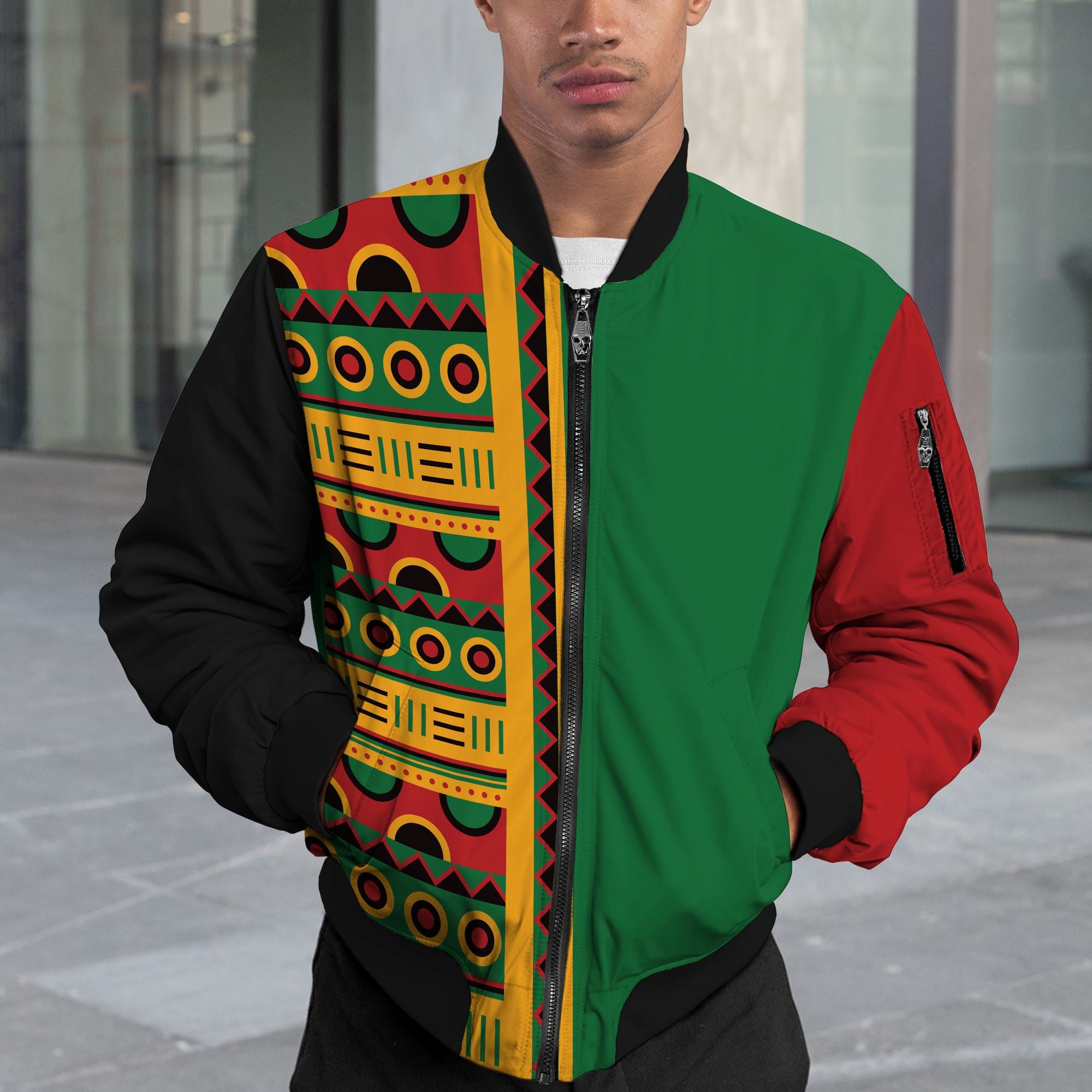 Pan African Block Art and Patterns Bomber Jacket V2 Bomber Jacket Version 2 Zootop Bear 
