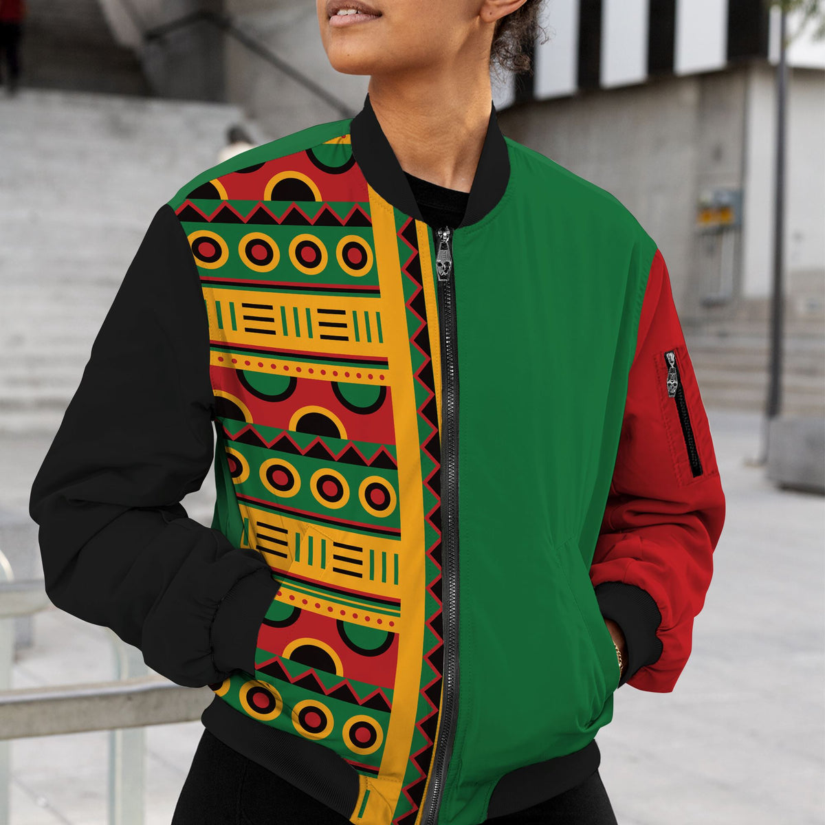 Pan African Block Art and Patterns Bomber Jacket V2 Bomber Jacket Version 2 Zootop Bear 