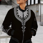 Printed Dashiki Color Black Bomber Jacket Bomber Jacket Version 2 Zootop Bear 