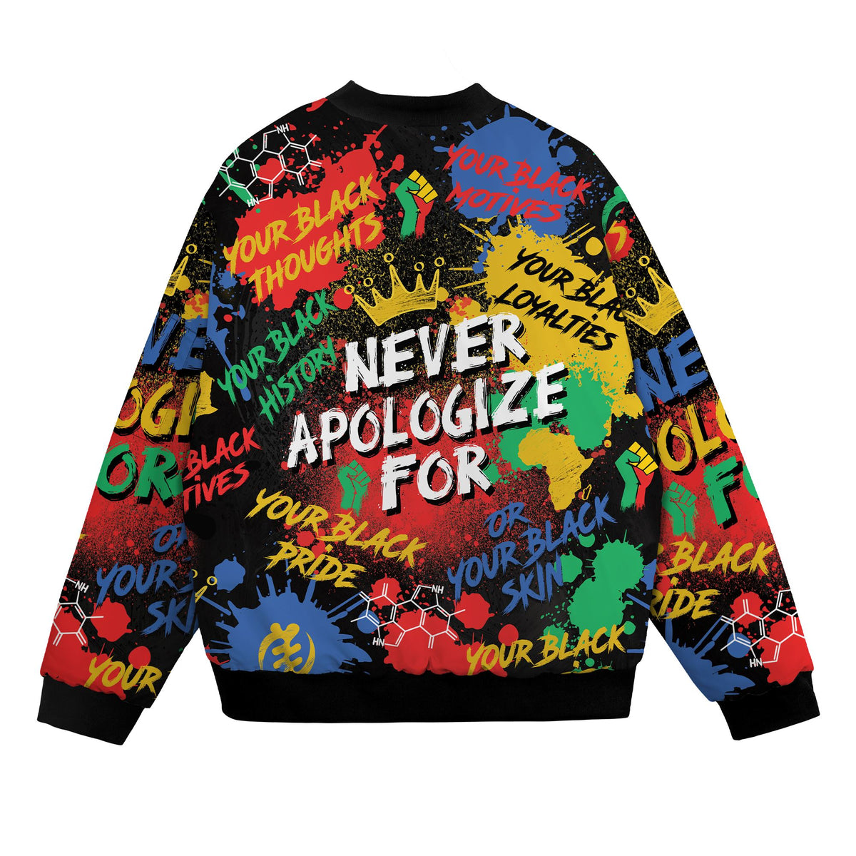 Never Apologize For Being Black Bomber Jacket Bomber Jacket Version 2 Zootop Bear 