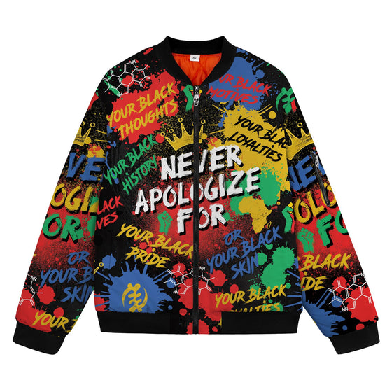Never Apologize For Being Black Bomber Jacket Bomber Jacket Version 2 Zootop Bear 
