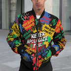 Never Apologize For Being Black Bomber Jacket Bomber Jacket Version 2 Zootop Bear 