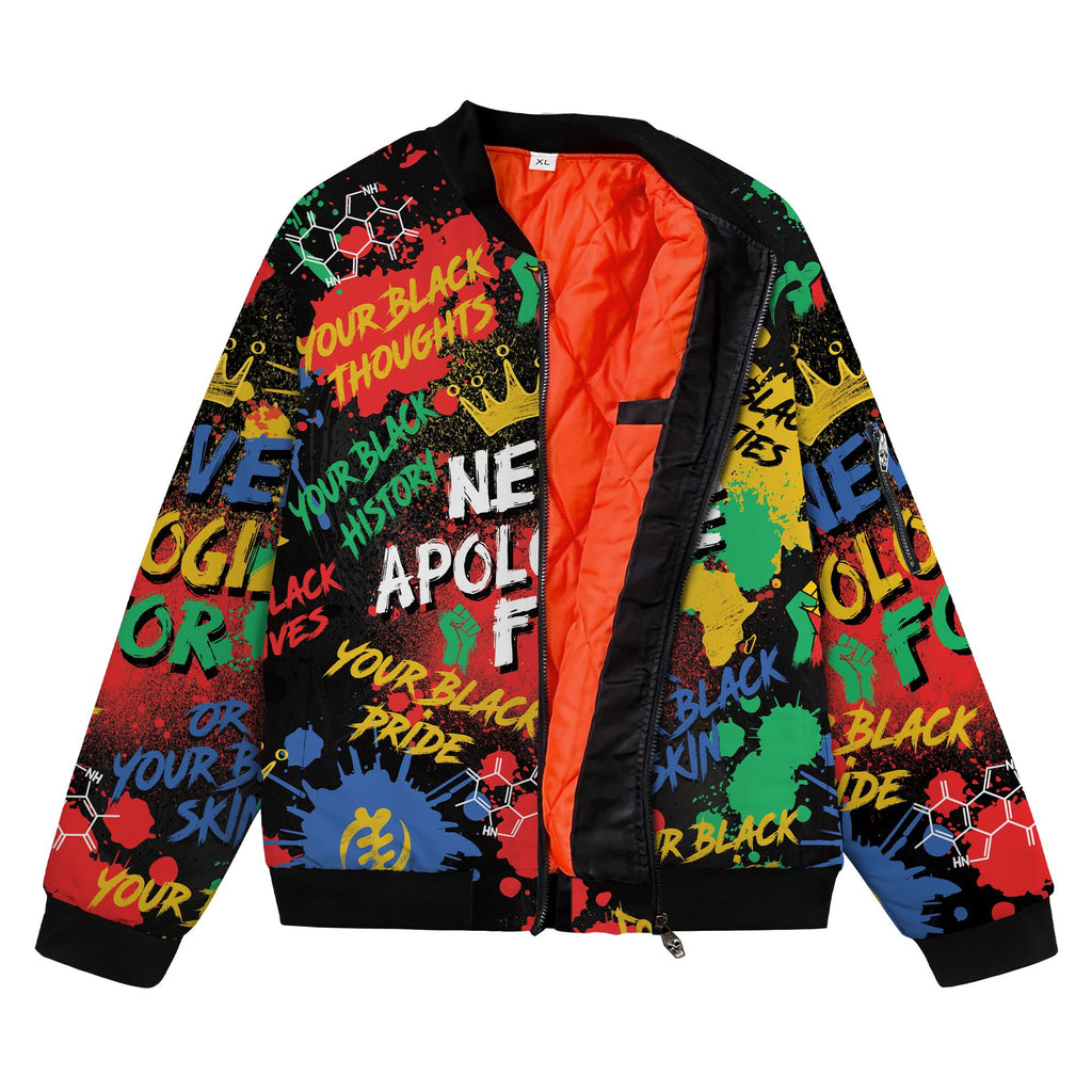 Never Apologize For Being Black Bomber Jacket Bomber Jacket Version 2 Zootop Bear 