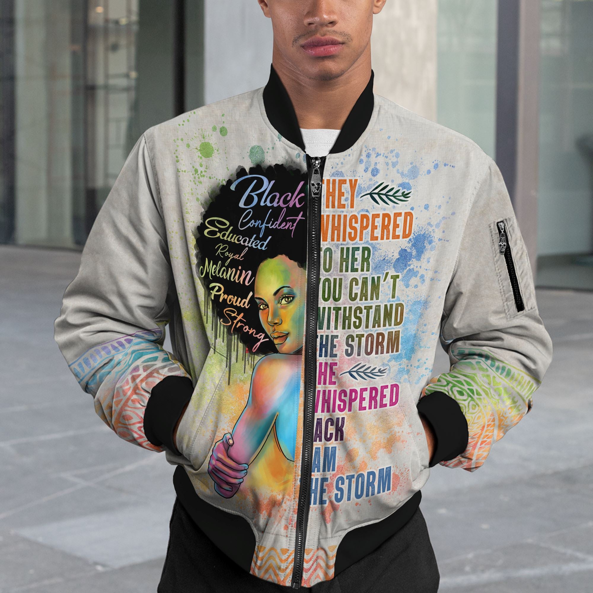 Black Girl I Am The Storm Bomber Jacket Bomber Jacket Version 2 Zootop Bear 