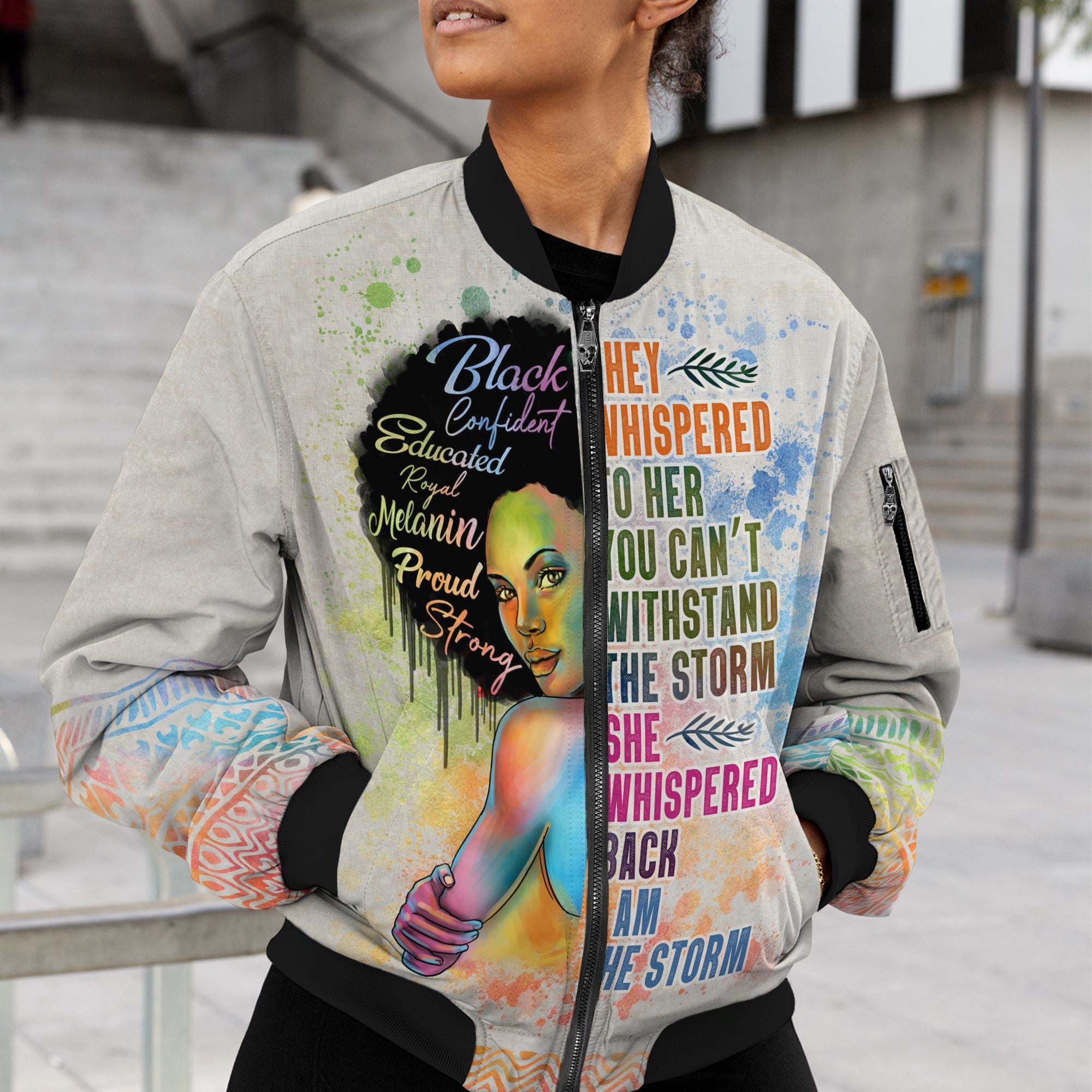 Black Girl I Am The Storm Bomber Jacket Bomber Jacket Version 2 Zootop Bear 