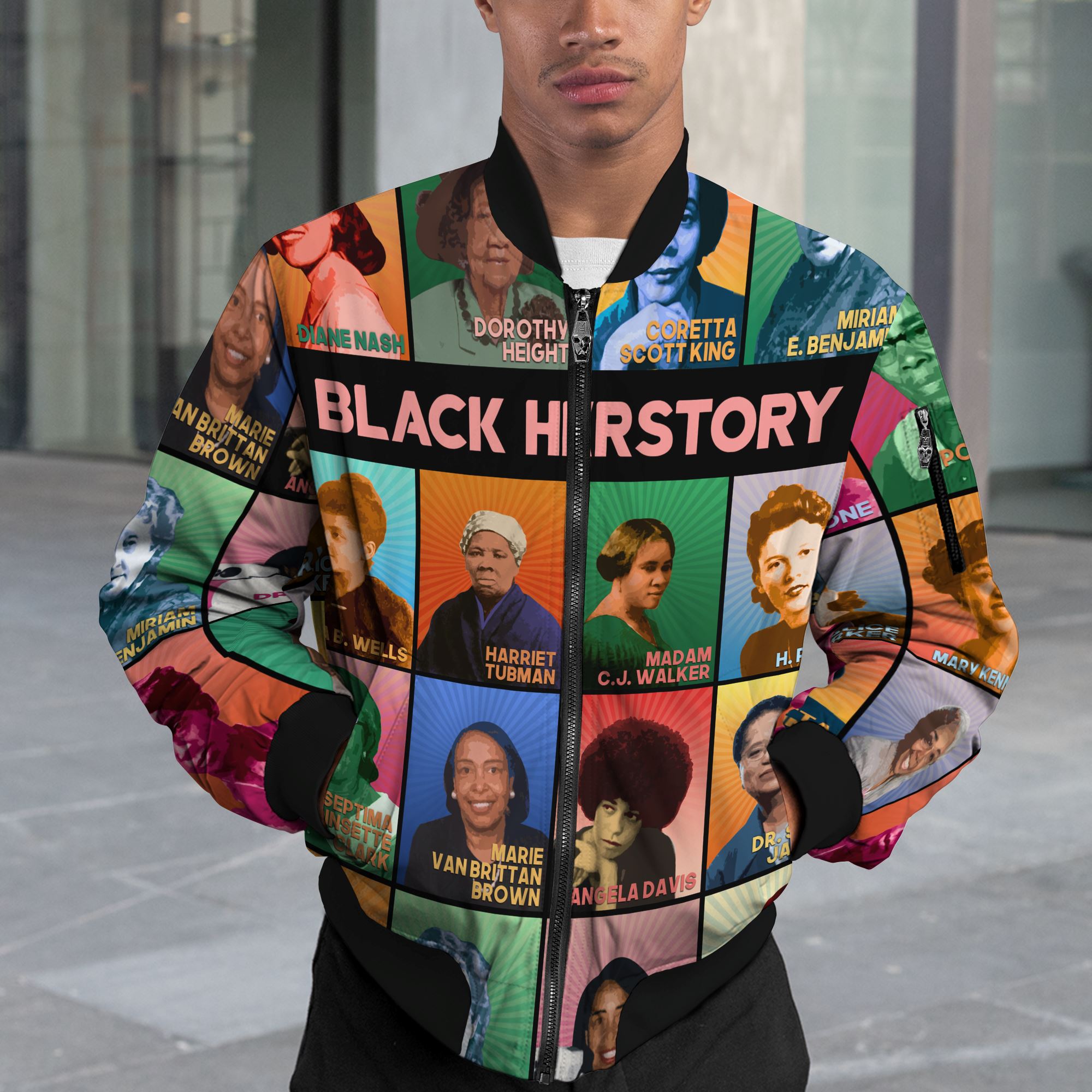 Black Herstory Bomber Jacket Bomber Jacket Version 2 Zootop Bear 