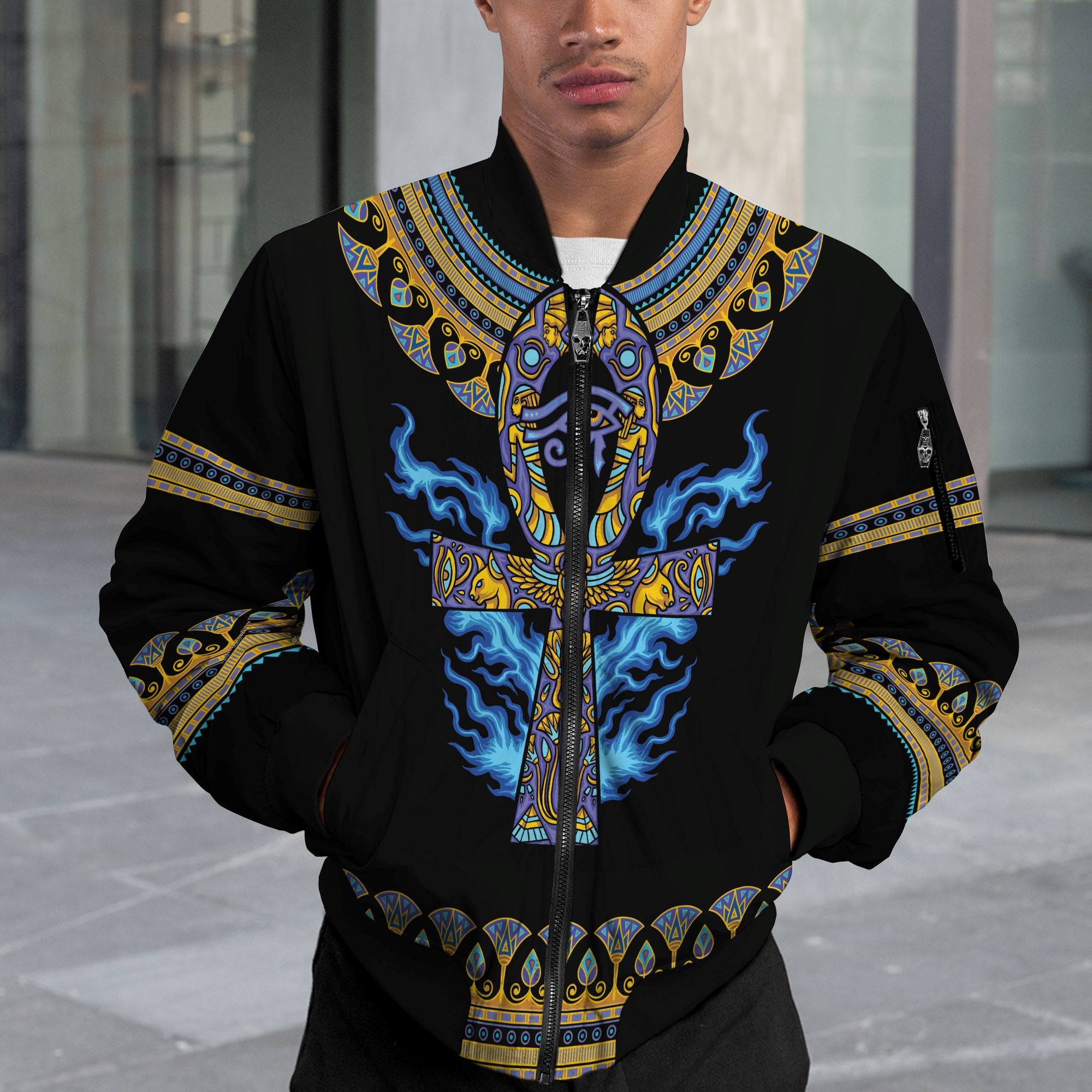Egyptian Ankh Ft Eye Of Ra Bomber Jacket Bomber Jacket Version 2 Zootop Bear 