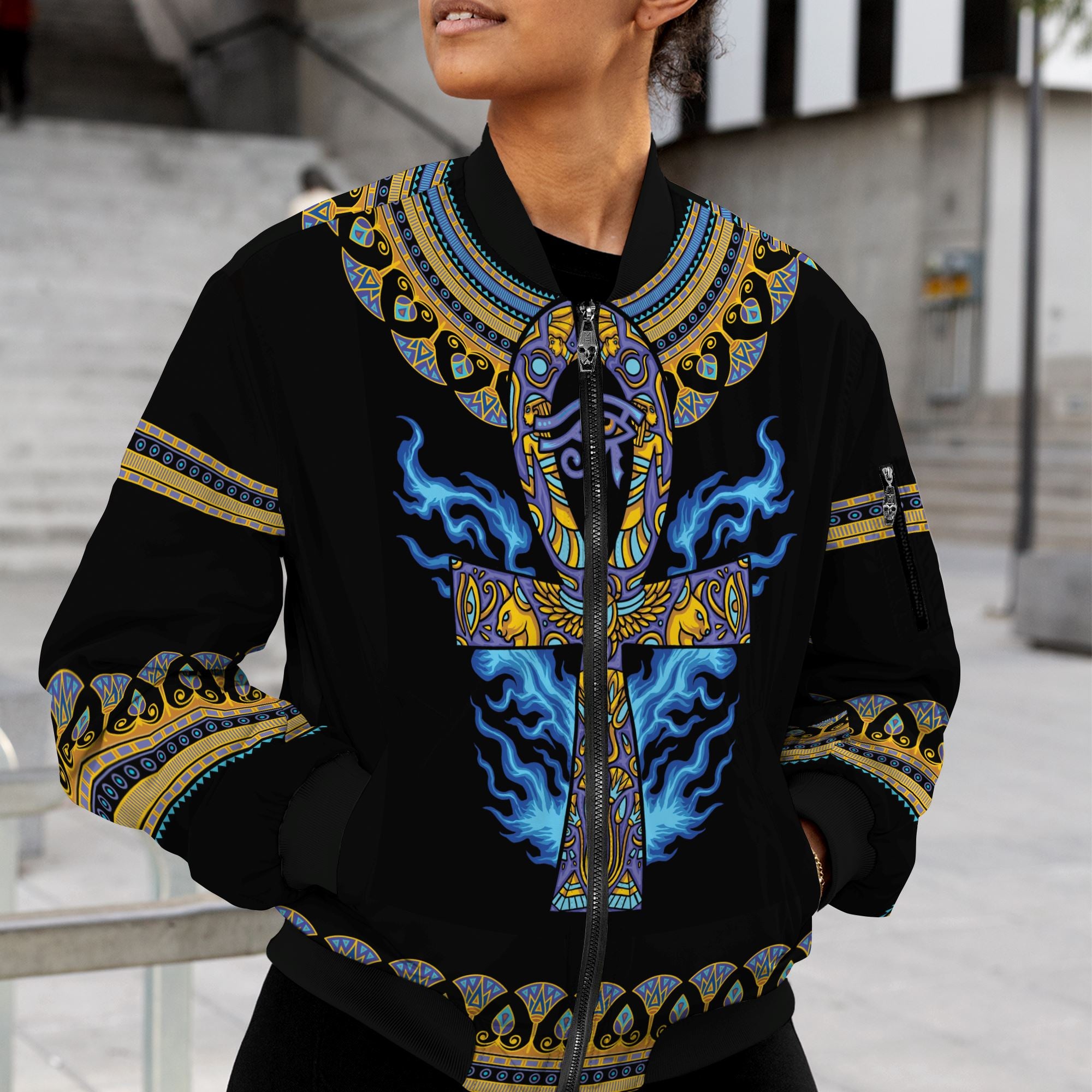 Egyptian Ankh Ft Eye Of Ra Bomber Jacket Bomber Jacket Version 2 Zootop Bear 