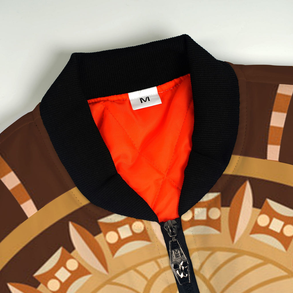 African Mask Printed Mudcloth Bomber Jacket Bomber Jacket Version 2 Zootop Bear 