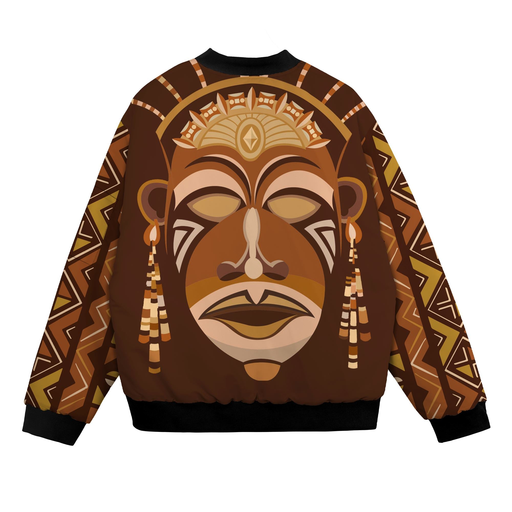 African Mask Printed Mudcloth Bomber Jacket Bomber Jacket Version 2 Zootop Bear 