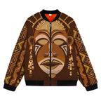African Mask Printed Mudcloth Bomber Jacket Bomber Jacket Version 2 Zootop Bear 
