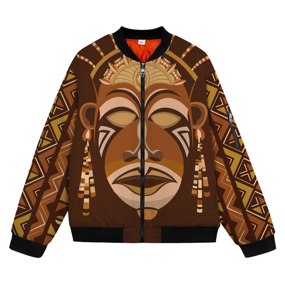 African Mask Printed Mudcloth Bomber Jacket Bomber Jacket Version 2 Zootop Bear 