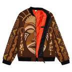 African Mask Printed Mudcloth Bomber Jacket Bomber Jacket Version 2 Zootop Bear 