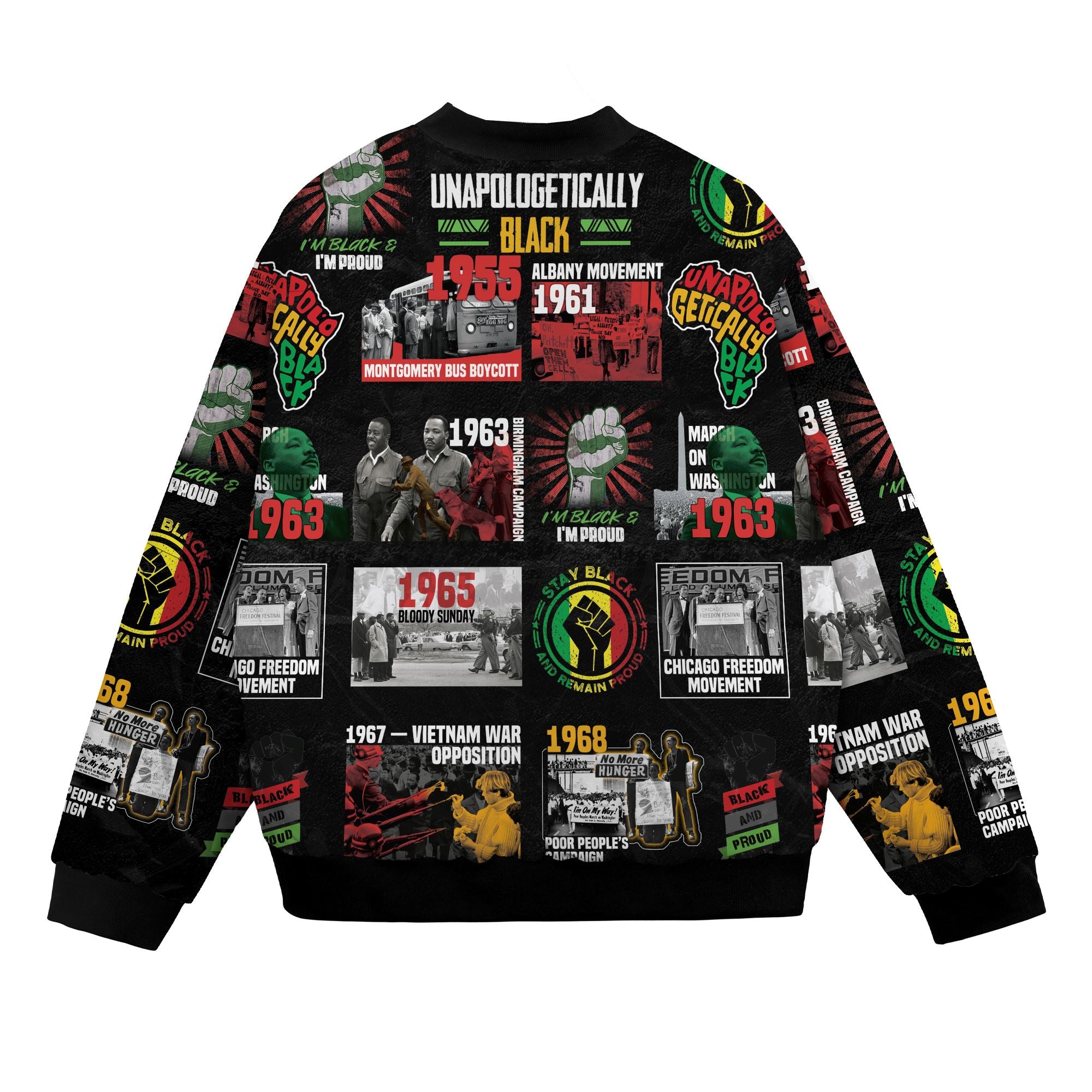 Civil Rights Movement Poster Art Mudcloth Bomber Jacket Bomber Jacket Version 2 Zootop Bear 