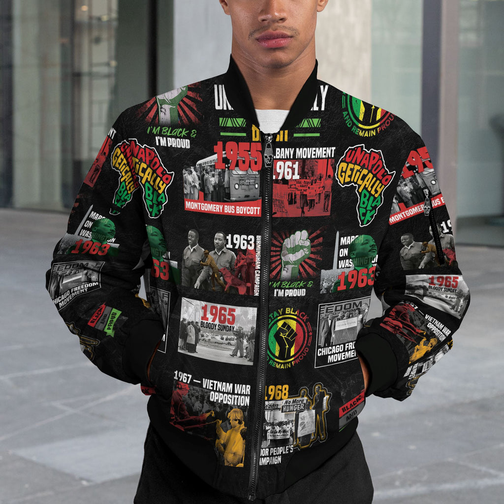 Civil Rights Movement Poster Art Mudcloth Bomber Jacket Bomber Jacket Version 2 Zootop Bear 