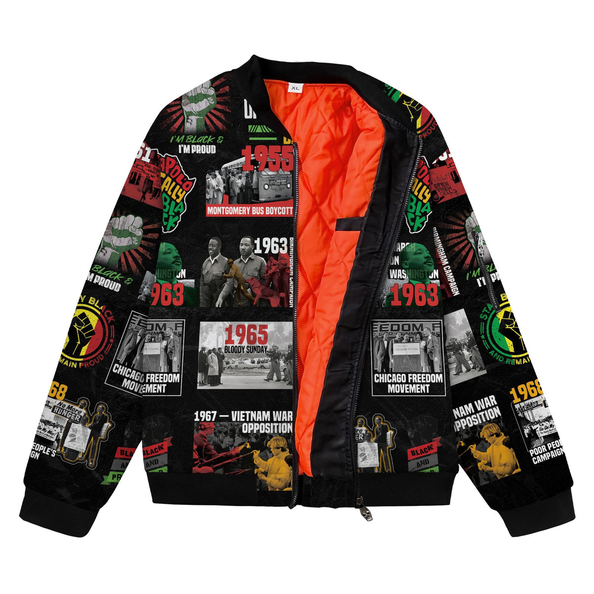 Civil Rights Movement Poster Art Mudcloth Bomber Jacket Bomber Jacket Version 2 Zootop Bear 