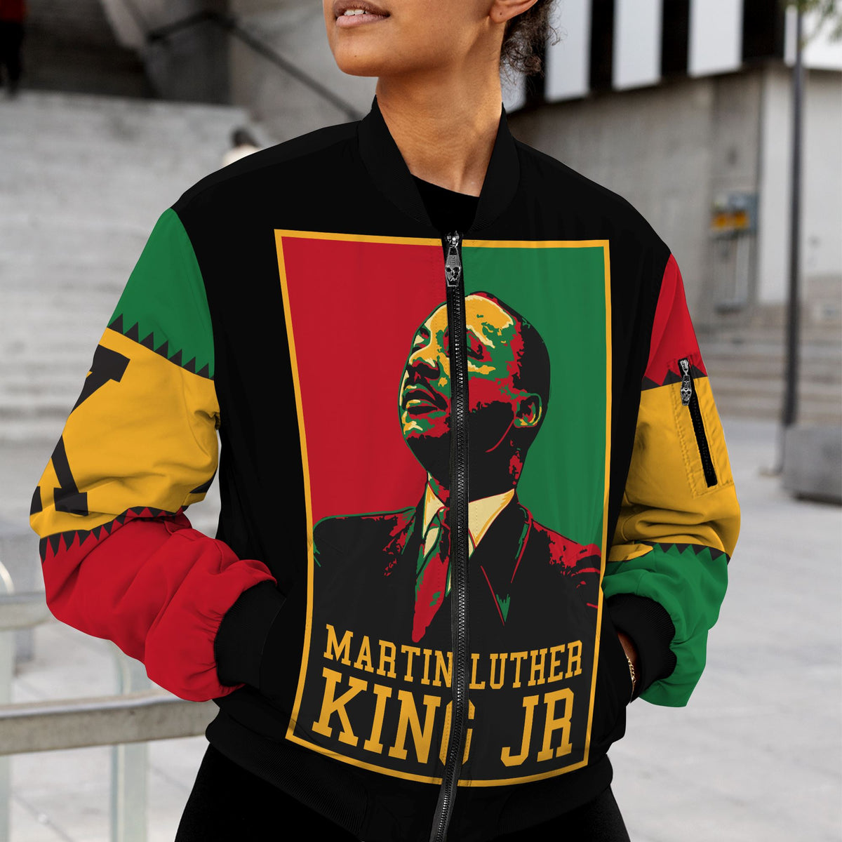 Martin Luther King Jr Retro Bomber Jacket Bomber Jacket Version 2 Zootop Bear 