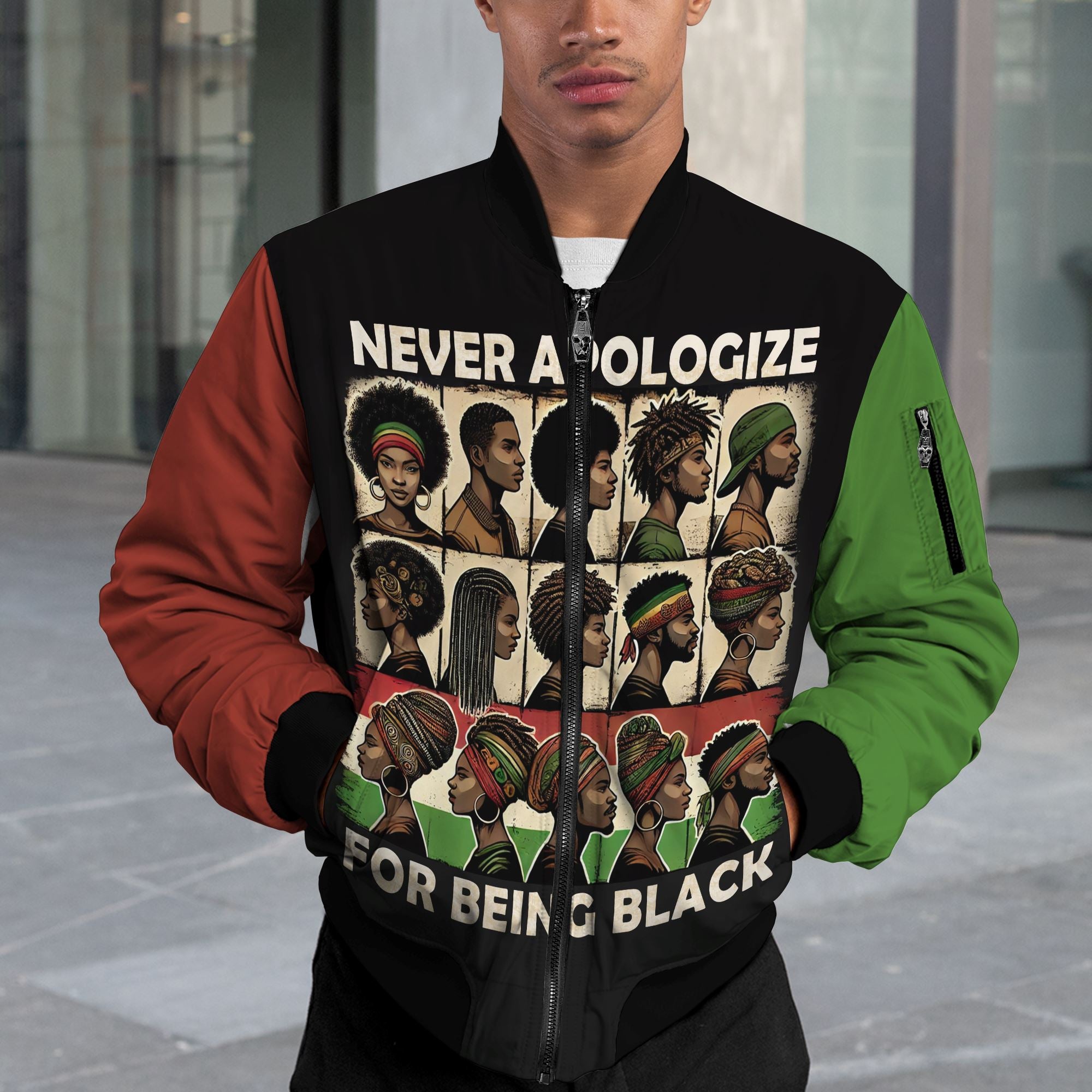 Never Apologize for Being Proudly Black Bomber Jacket – Melaninful