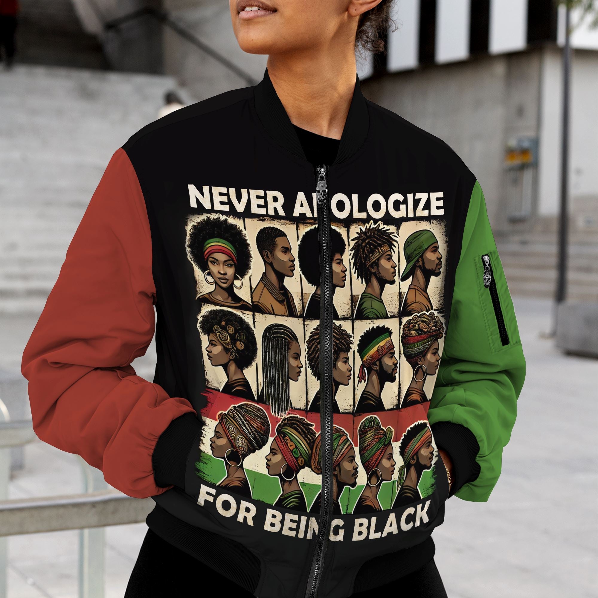 Never Apologize for Being Proudly Black Bomber Jacket Bomber Jacket Version 2 Zootop Bear 