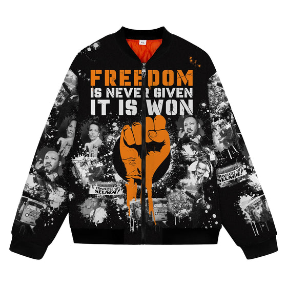 Freedom Is Never Given It Is Won Bomber Jacket Bomber Jacket Version 2 Zootop Bear 