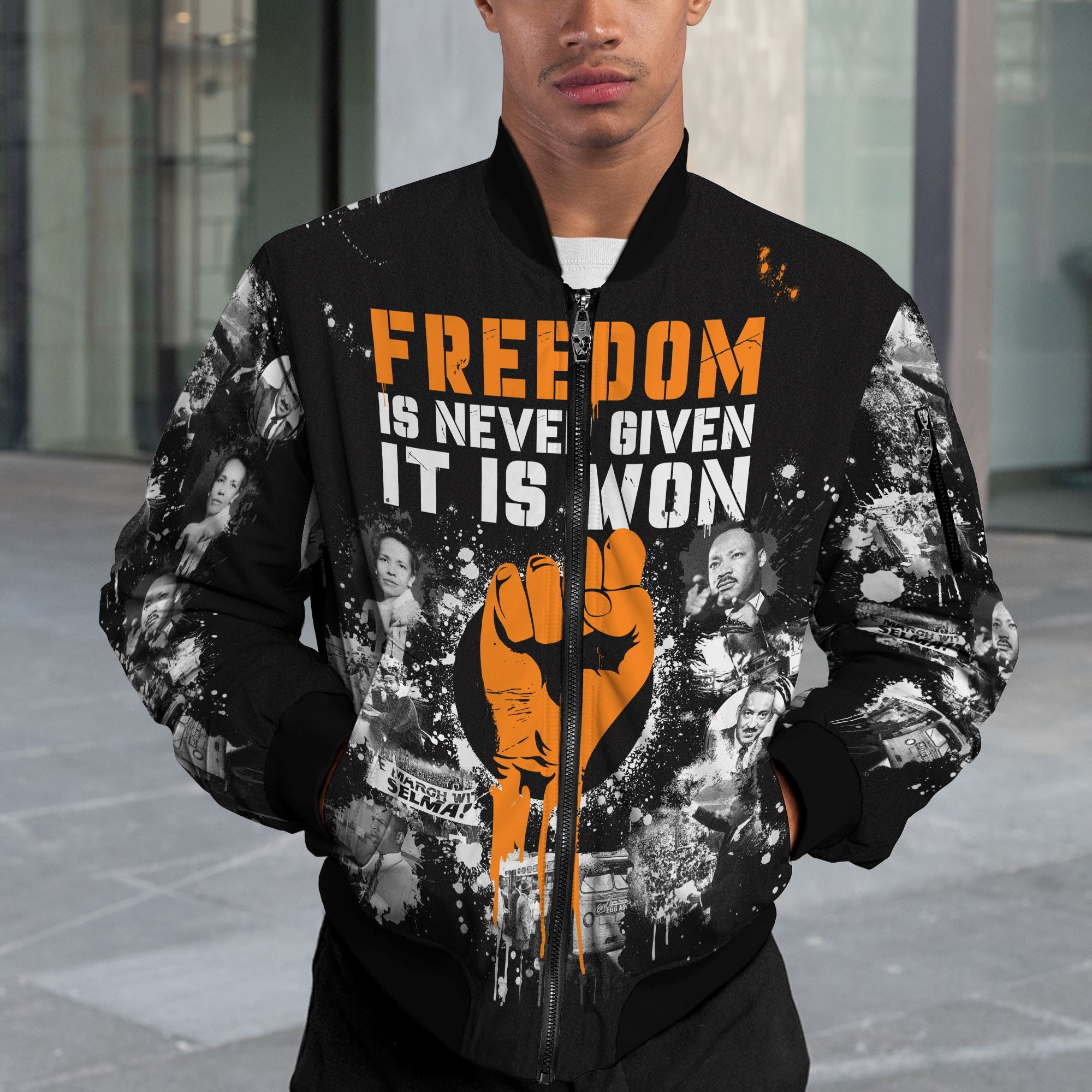 Freedom Is Never Given It Is Won Bomber Jacket Bomber Jacket Version 2 Zootop Bear 