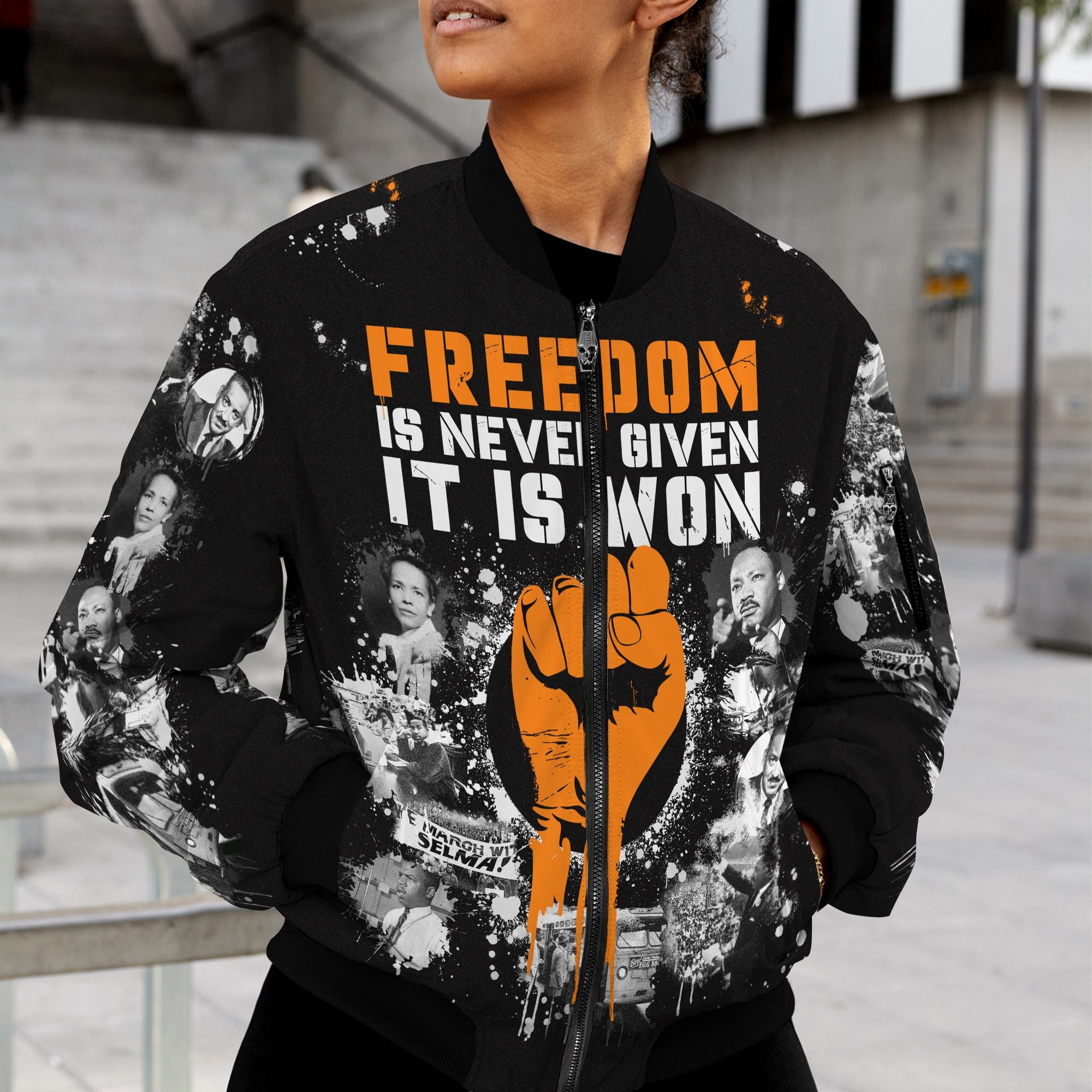 Freedom Is Never Given It Is Won Bomber Jacket Bomber Jacket Version 2 Zootop Bear 