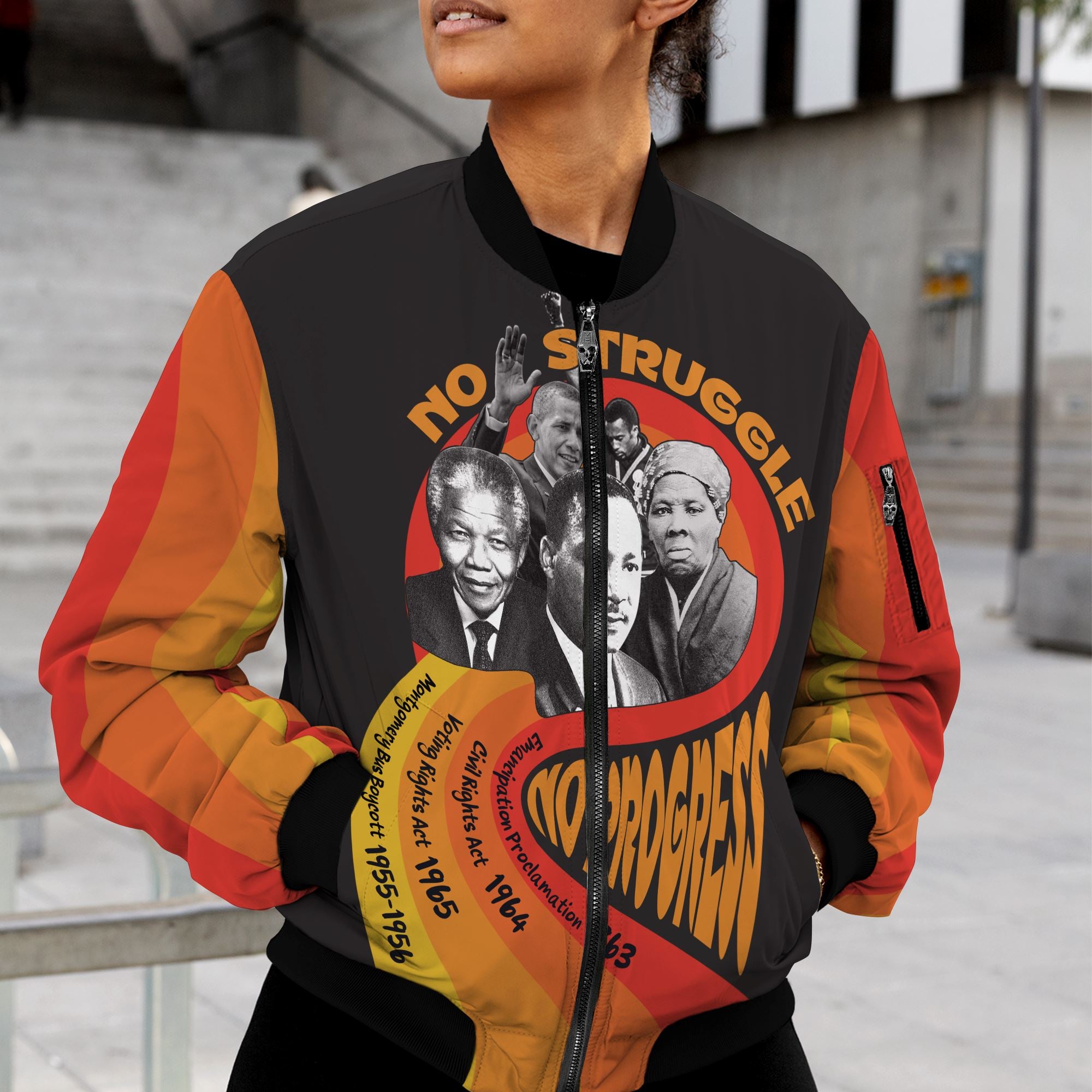 No Struggle No Progress Bomber Jacket Bomber Jacket Version 2 Zootop Bear 