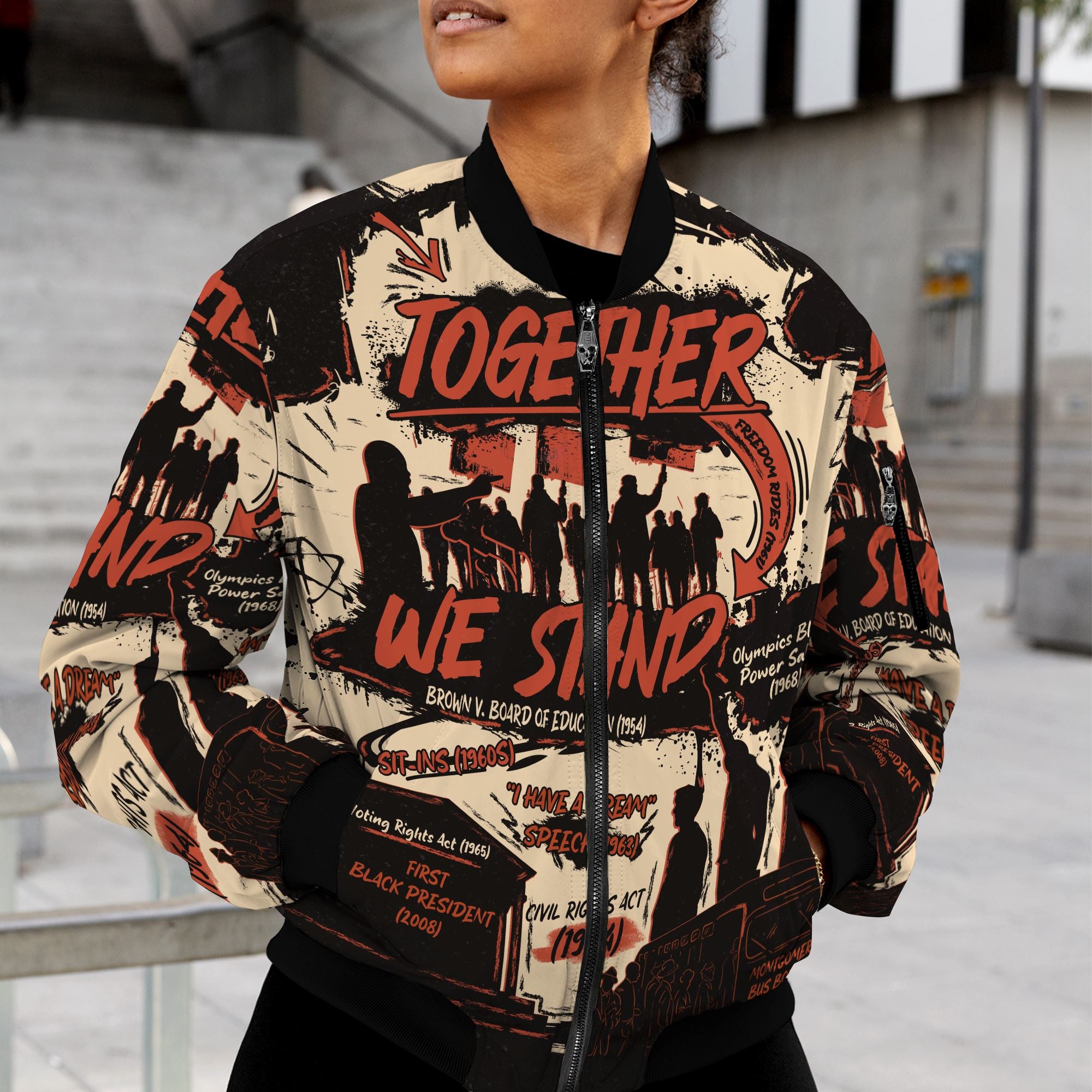 Together We Stand Bomber Jacket Bomber Jacket Version 2 Zootop Bear 