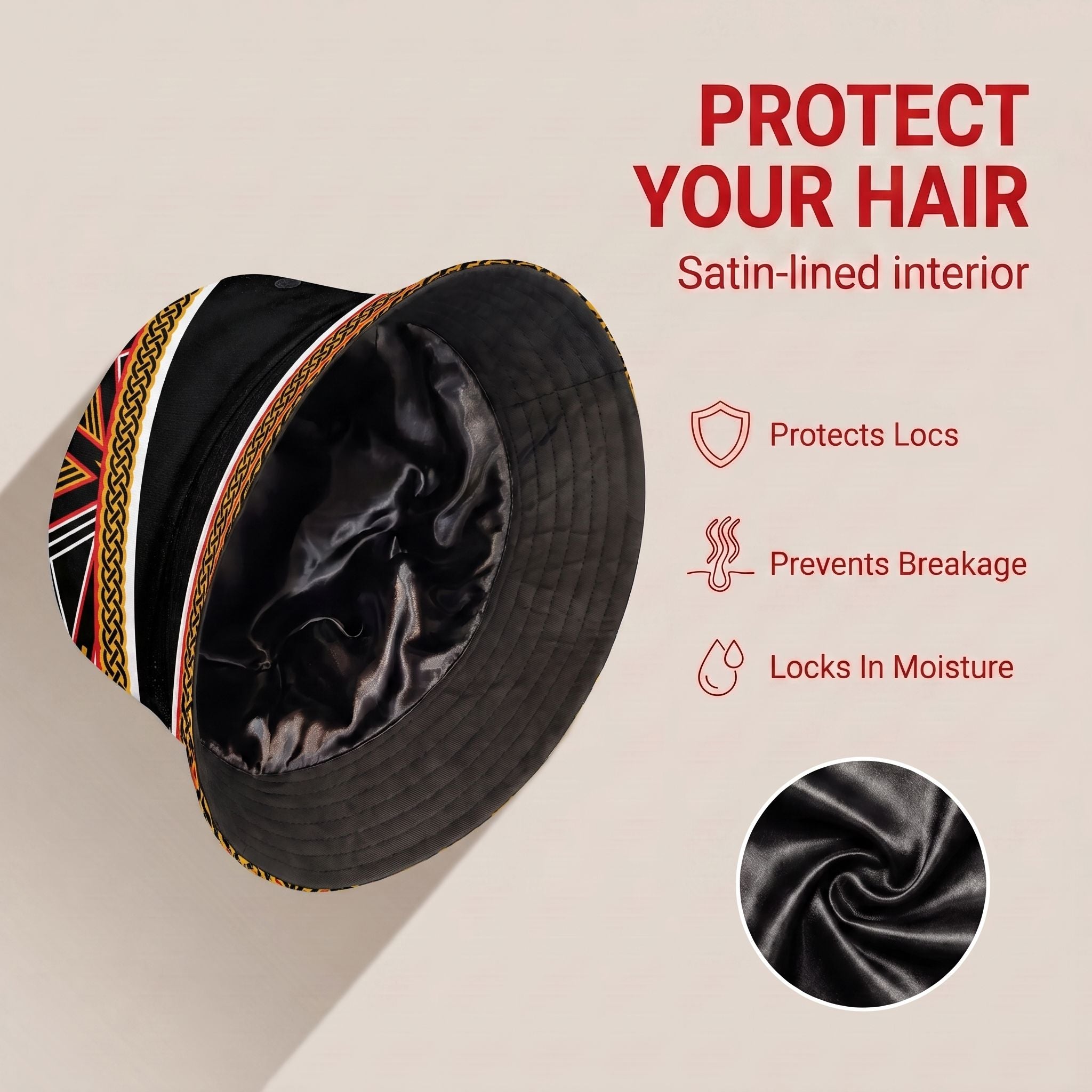 Bamenda African Print Bucket Hat Bucket Hat Tianci Premium Satin Lined Average 
