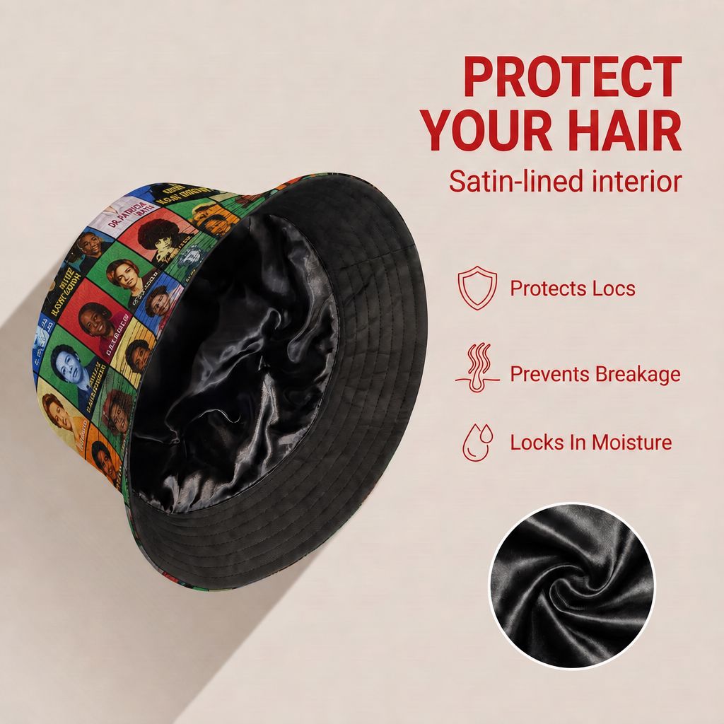 Black Herstory Bucket Hat Bucket Hat Tianci Premium Satin Lined Average 
