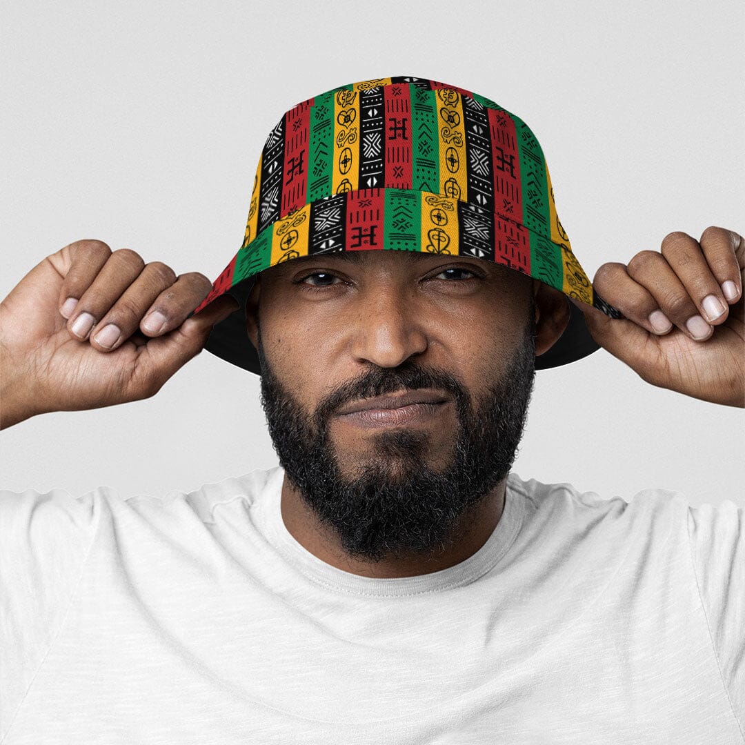 African Symbols In Pan-African Colors Bucket Hat Bucket Hat Tianci 