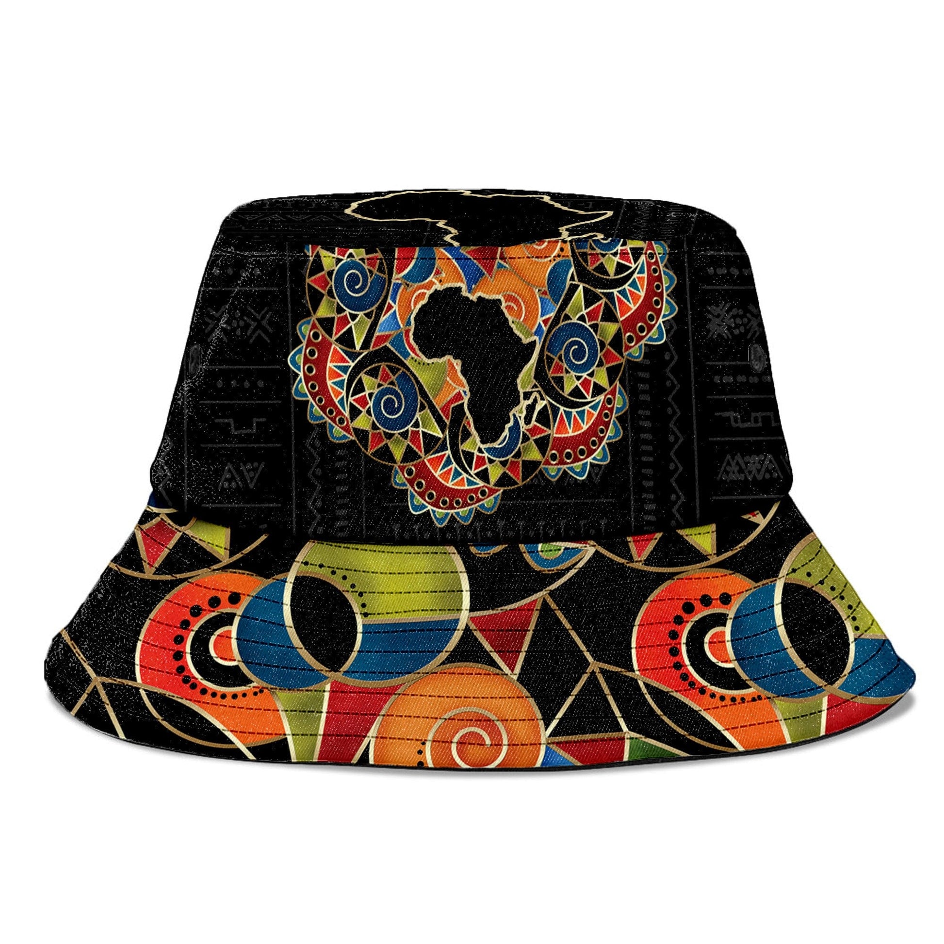 Multi-Colored Sleeve African Pattern Print Bucket Hat Bucket Hat Tianci 
