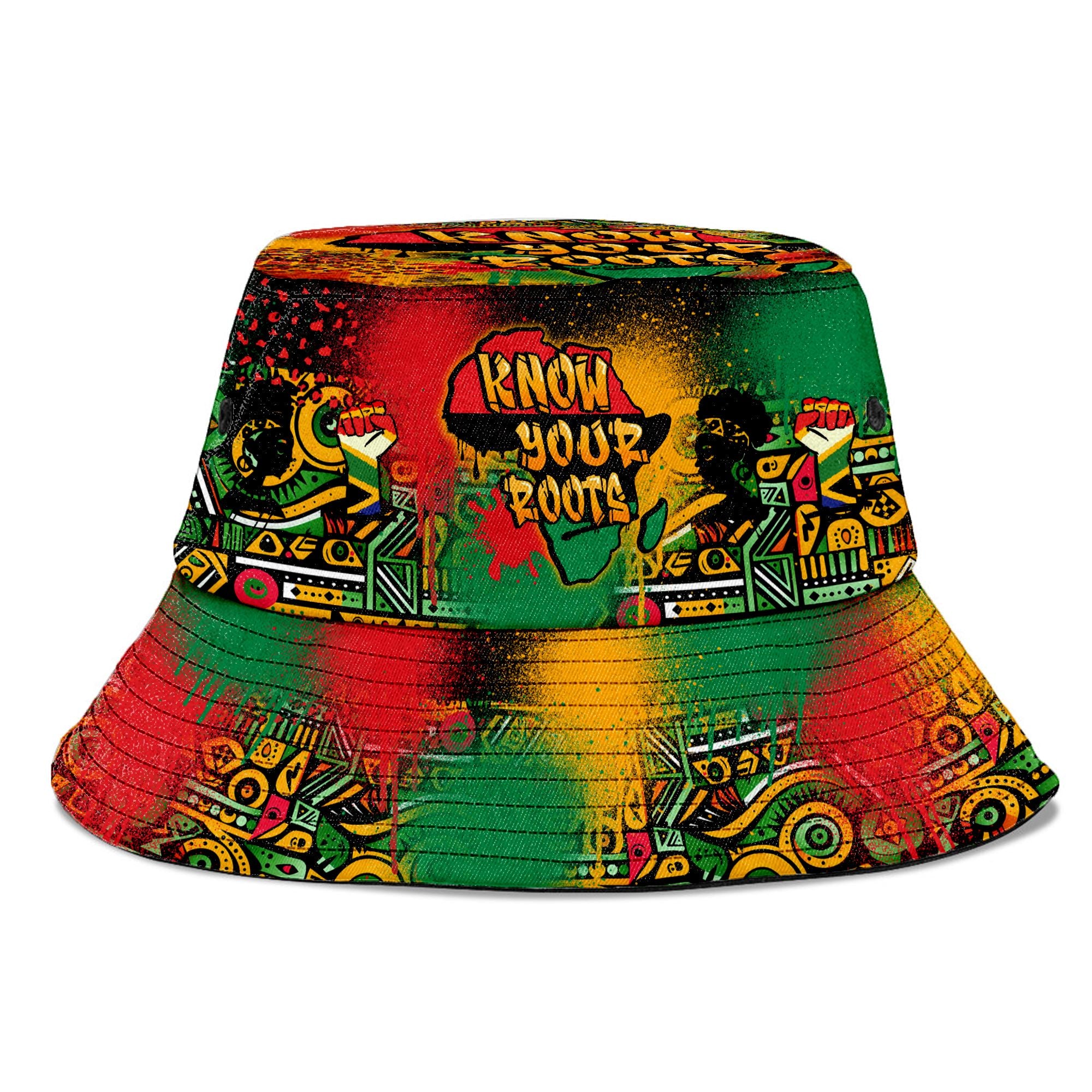 African Map Graffiti Bucket Hat Bucket Hat Tianci 