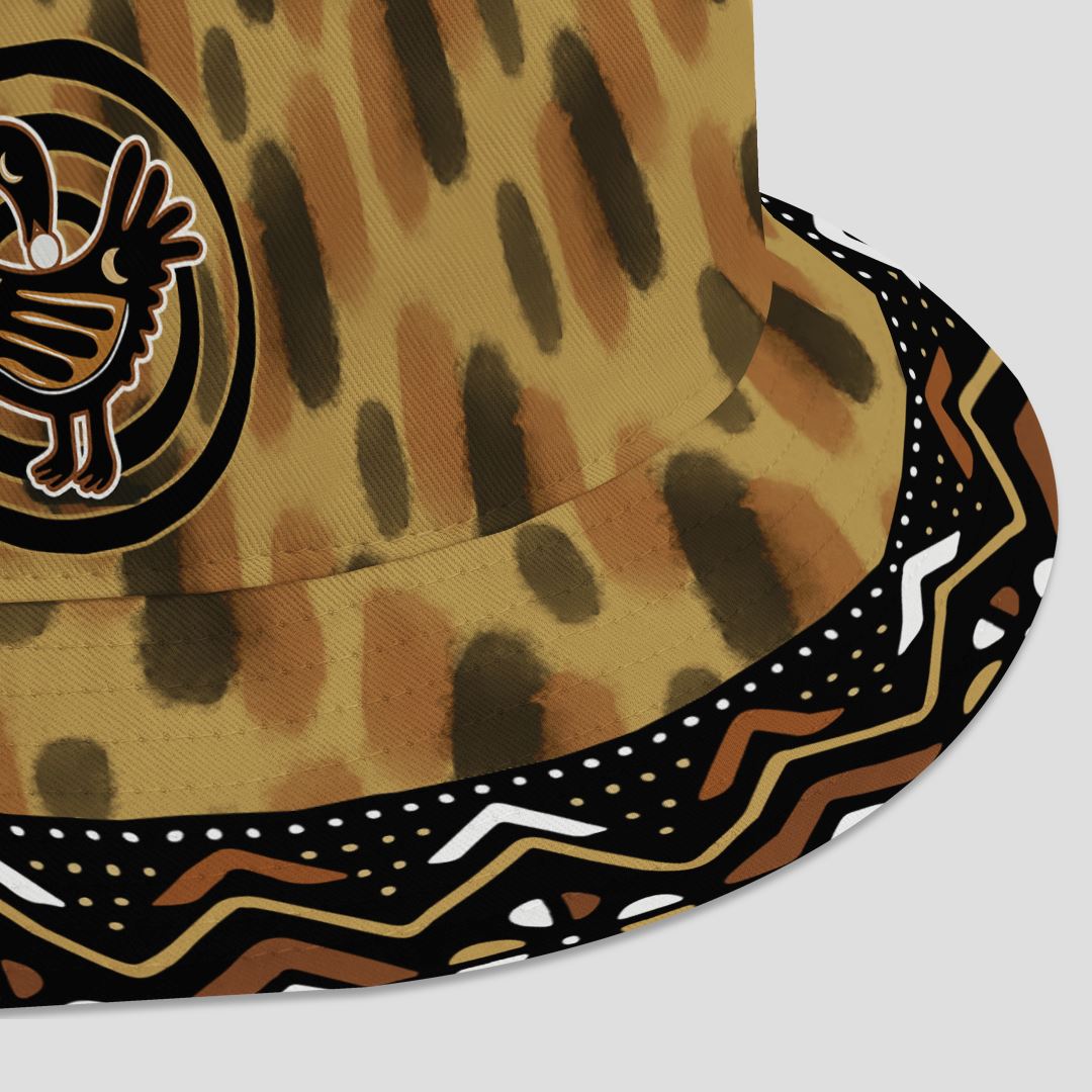 Printed Mud Cloth and Adinkra Symbol Bucket Hat Bucket Hat Tianci 