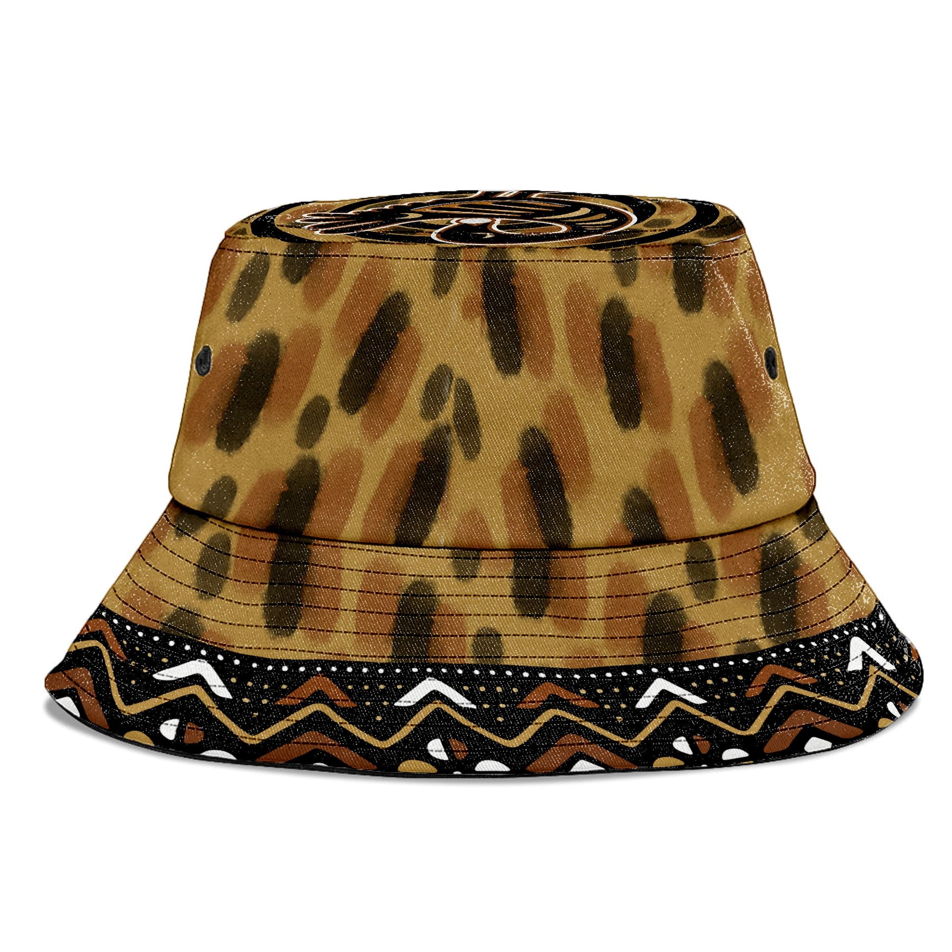 Printed Mud Cloth and Adinkra Symbol Bucket Hat Bucket Hat Tianci 