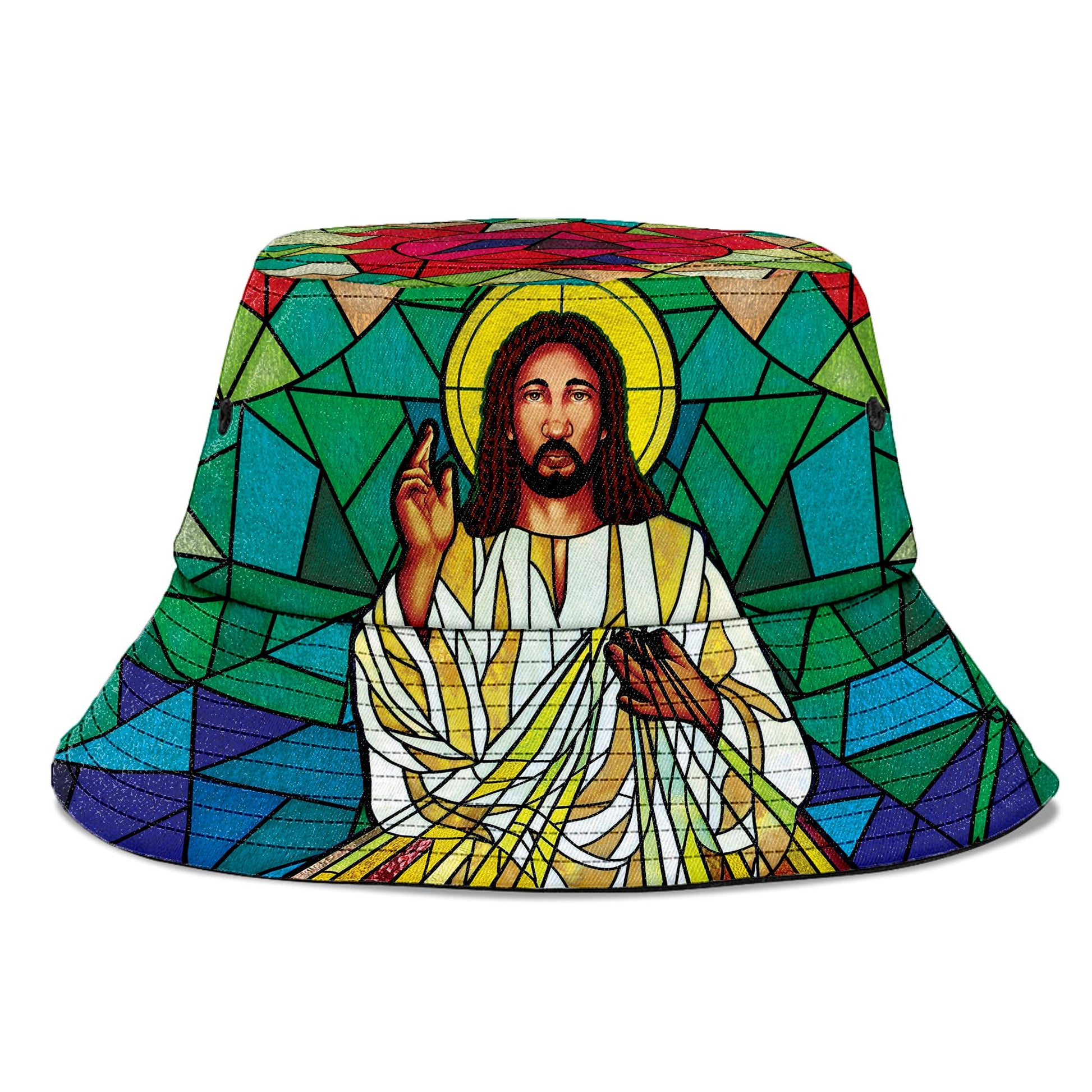 Black Jesus On The Stained Glass Bucket Hat Bucket Hat Tianci 