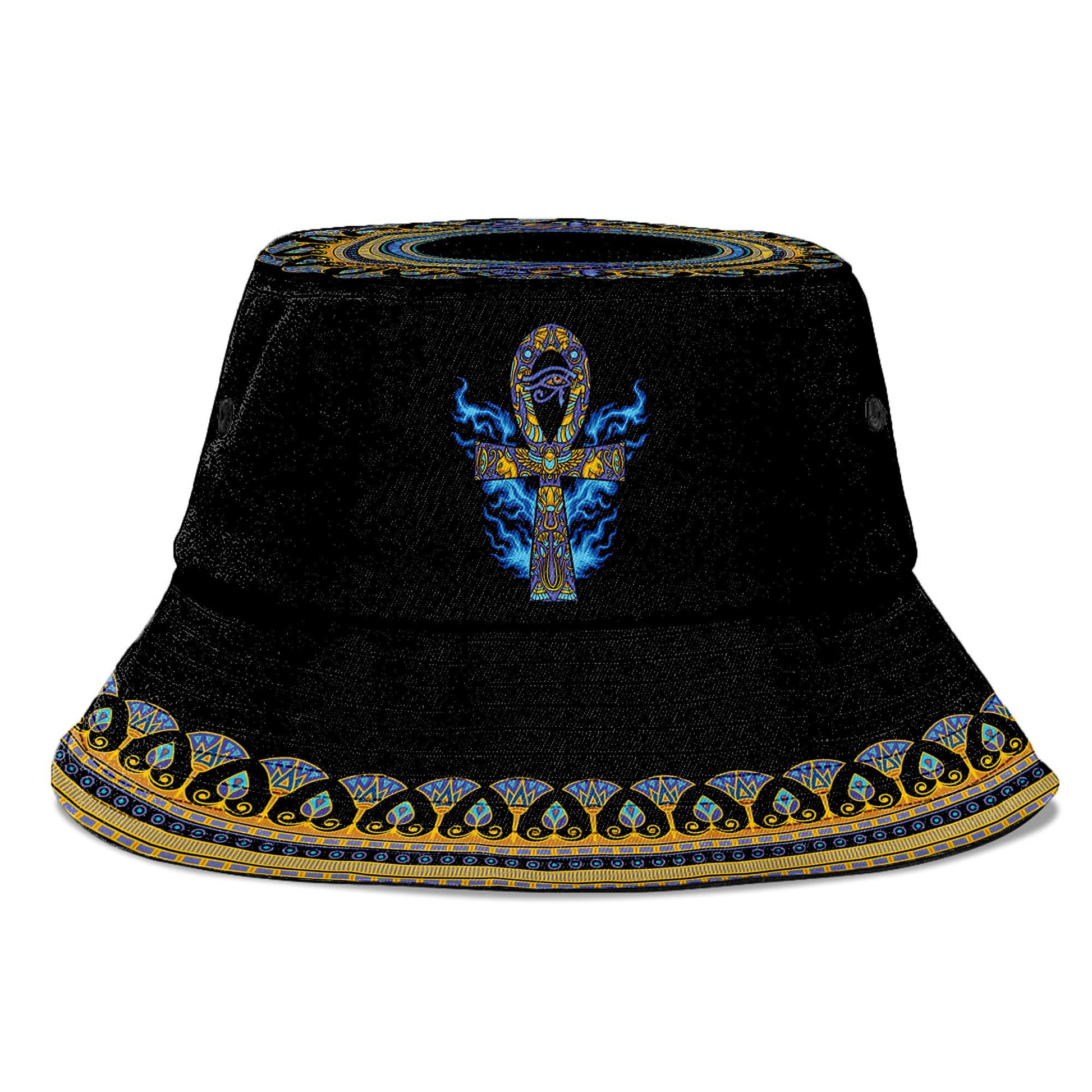 Egyptian Ankh Ft Eye Of Ra Bucket Hat Bucket Hat Tianci 