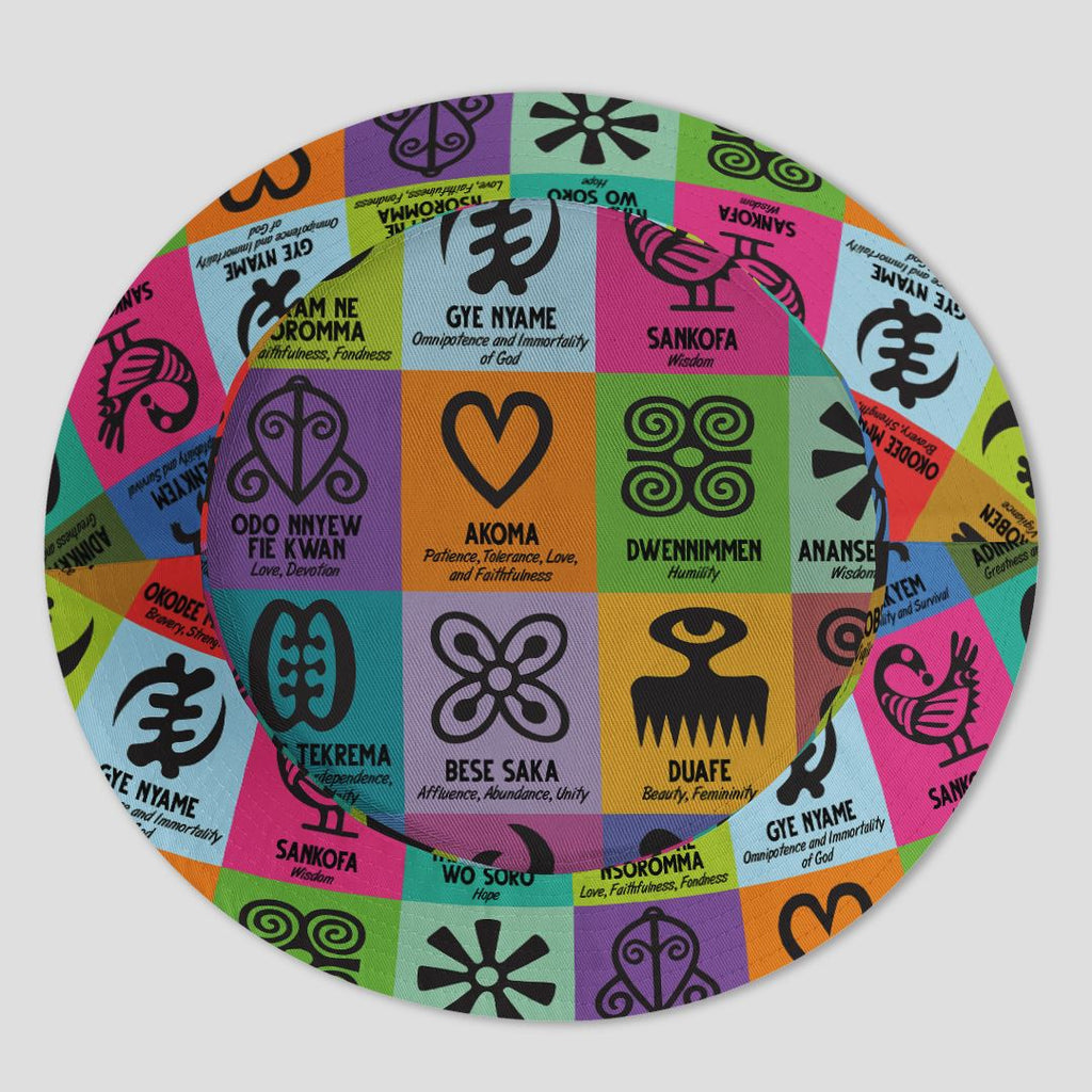 Multi Color Adinkra Symbols Bucket Hat Bucket Hat Tianci 