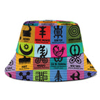 Multi Color Adinkra Symbols Bucket Hat Bucket Hat Tianci 