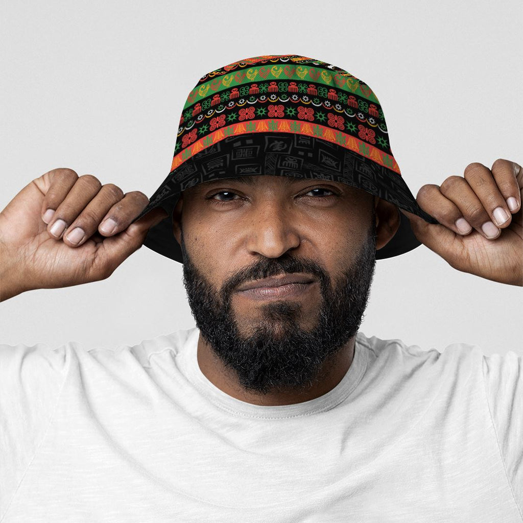 Adinkra Symbols Print Bucket Hat Bucket Hat Tianci 