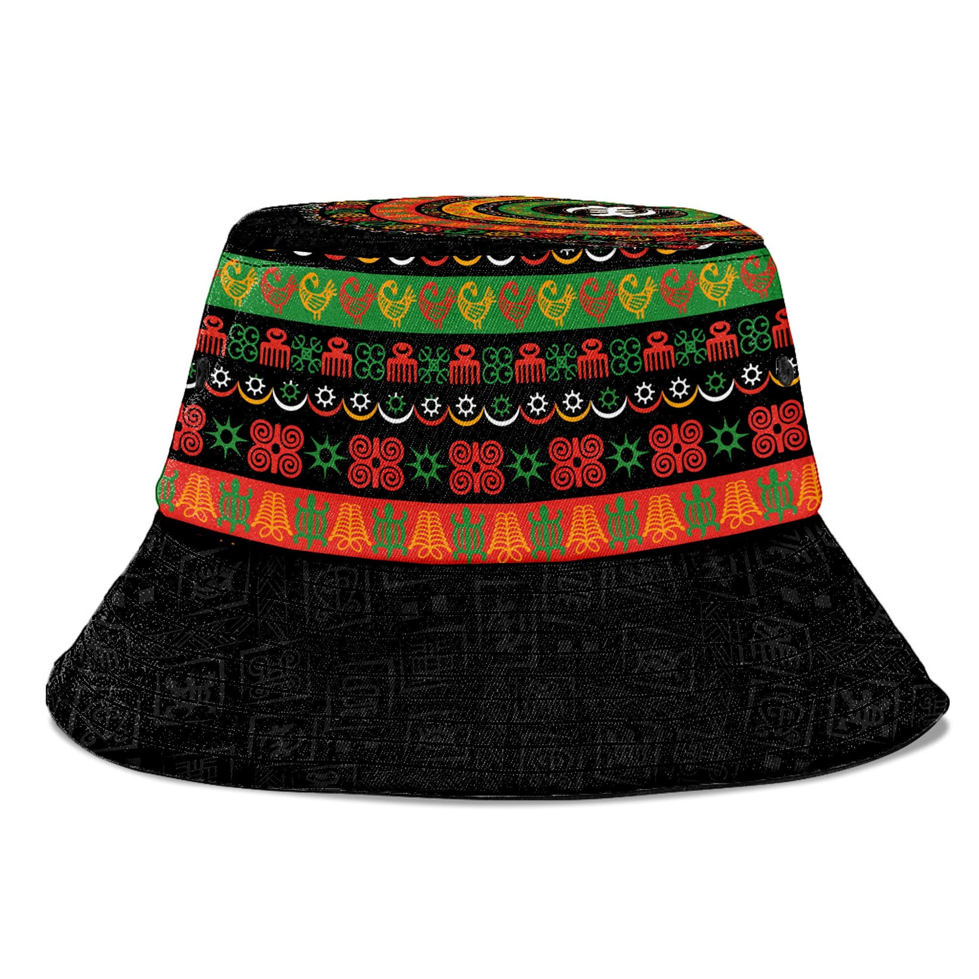 Adinkra Symbols Print Bucket Hat Bucket Hat Tianci 
