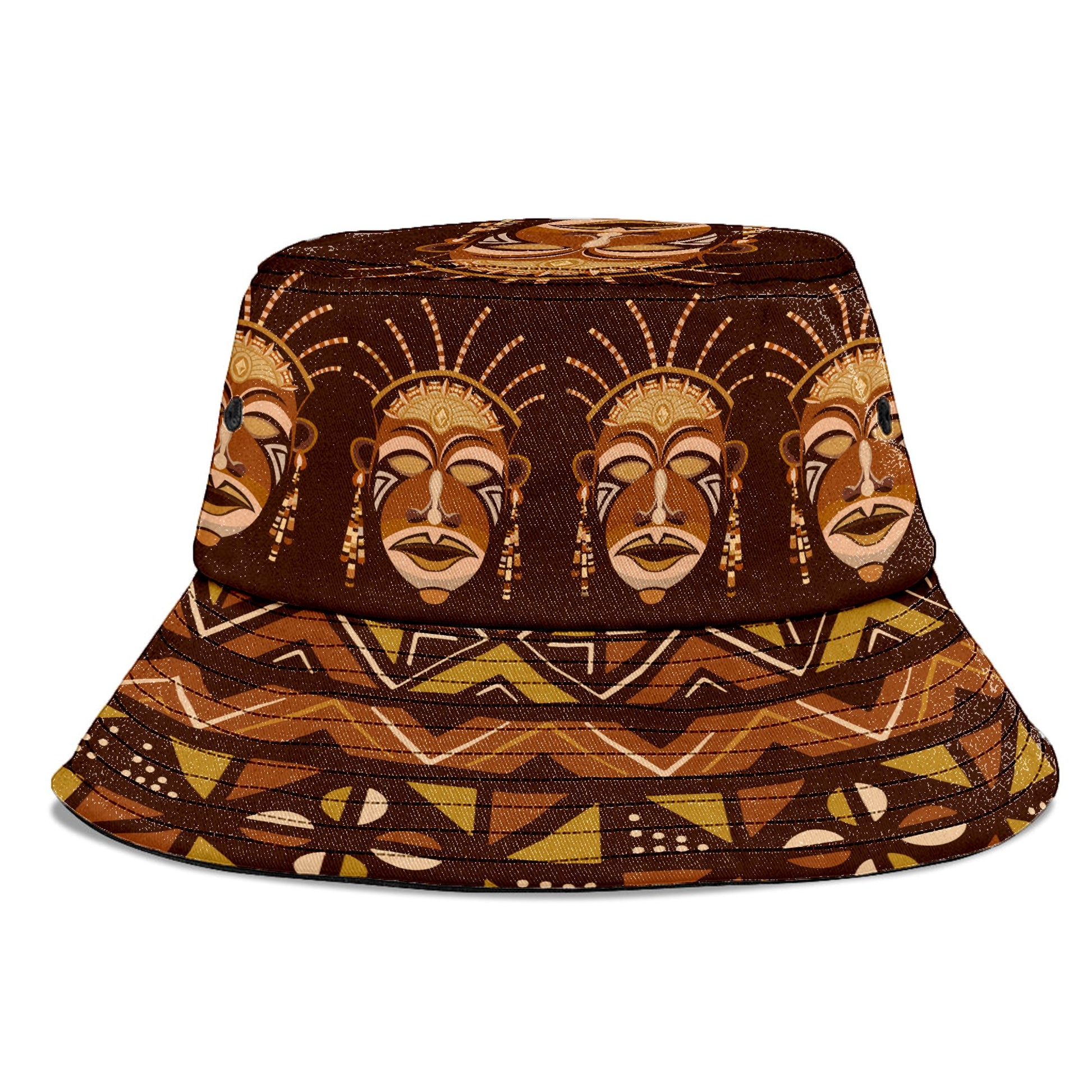 African Mask Printed Mudcloth Bucket Hat Bucket Hat Tianci 