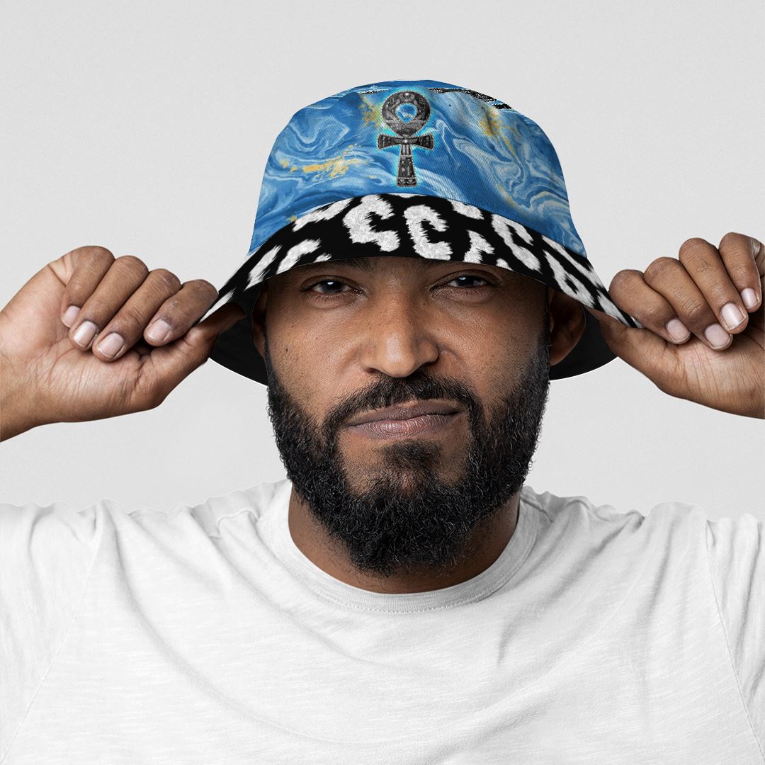 Ankh On Blue Marble Bucket Hat Bucket Hat Tianci 