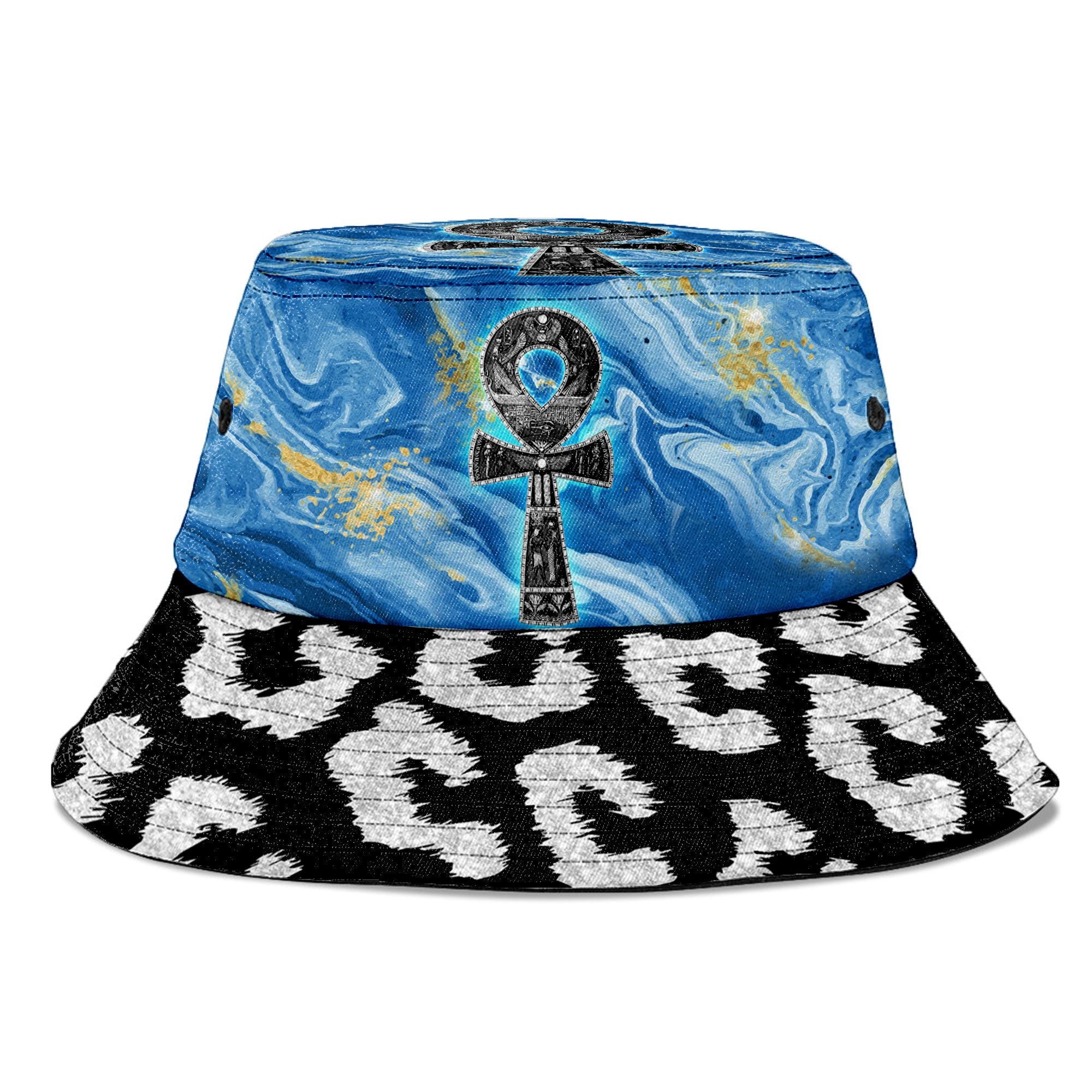 Ankh On Blue Marble Bucket Hat Bucket Hat Tianci 