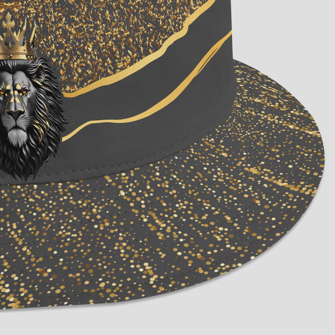 Black and Gold Lion Bucket Hat Bucket Hat Tianci 