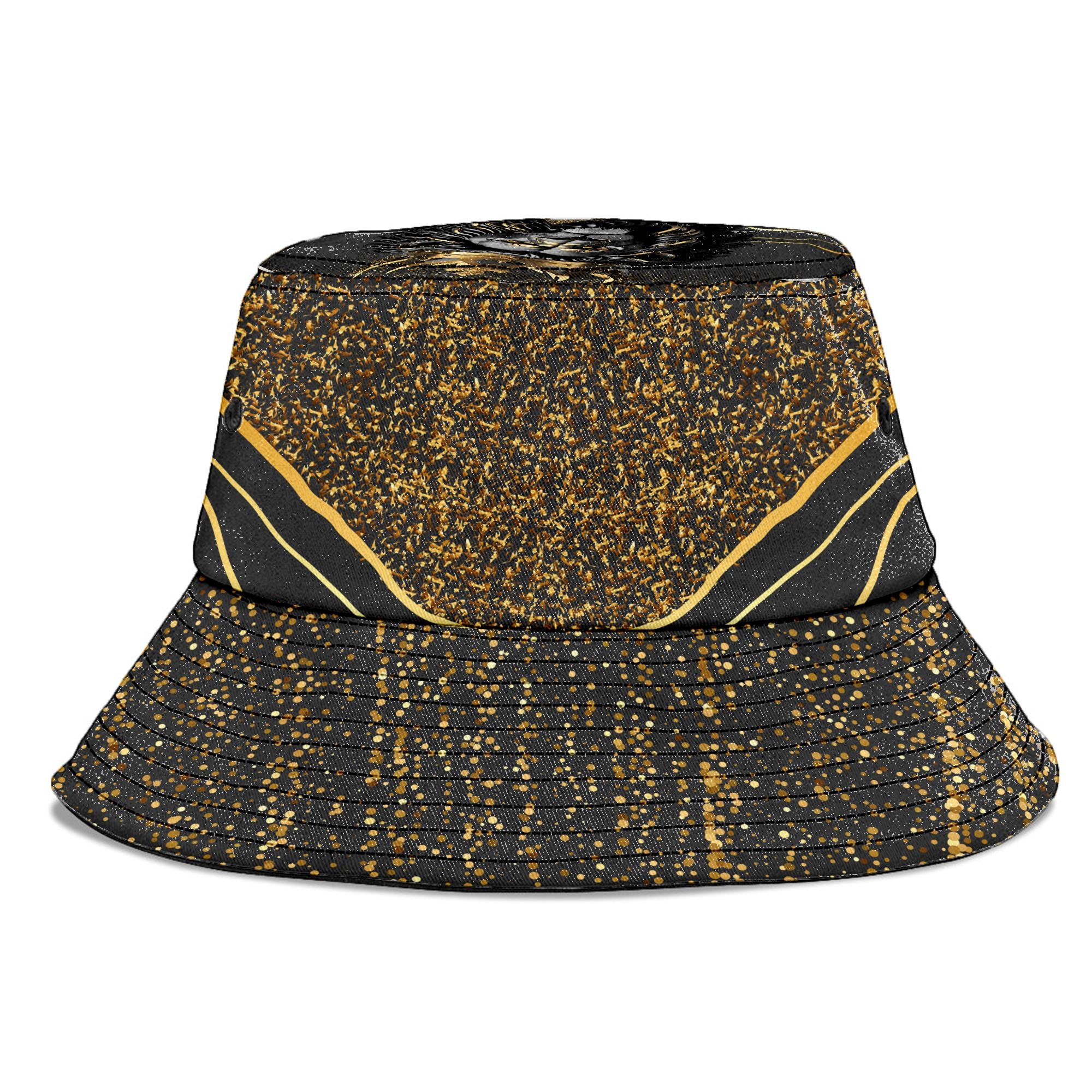 Black and Gold Lion Bucket Hat Bucket Hat Tianci 