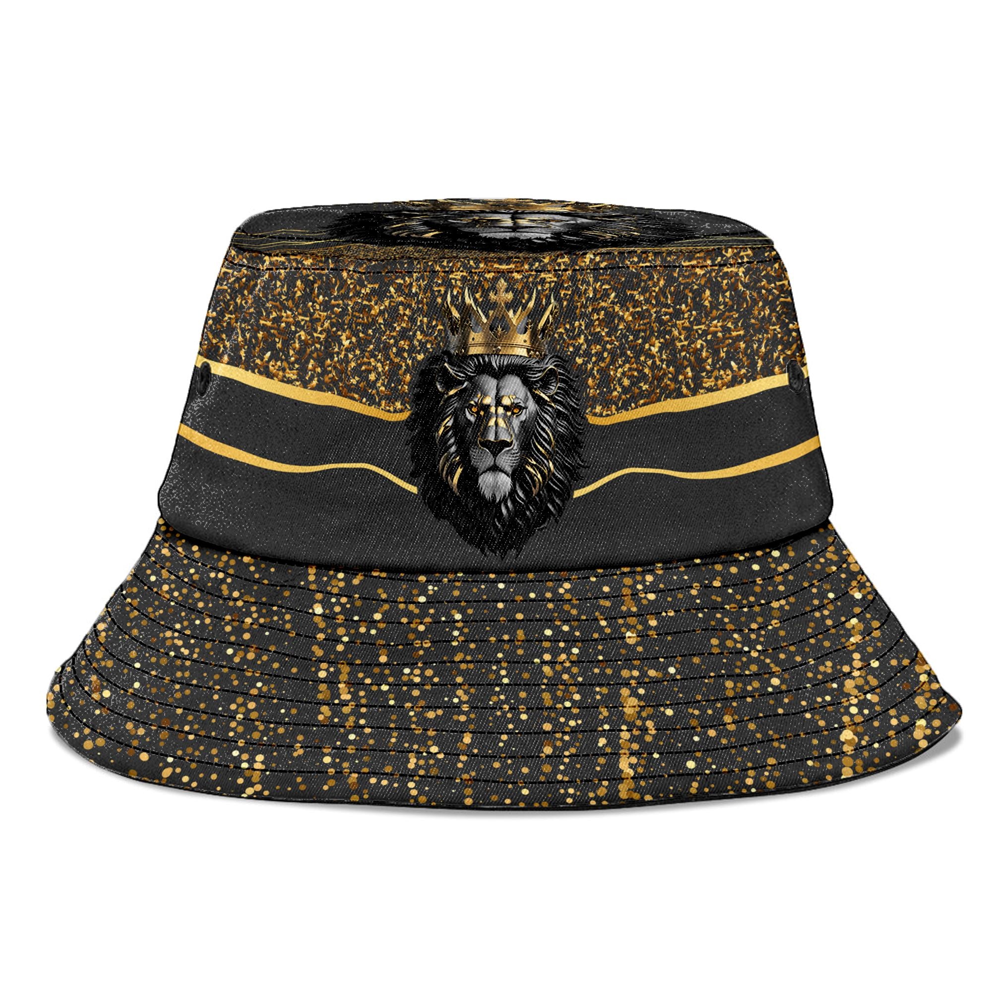 Black and Gold Lion Bucket Hat Bucket Hat Tianci 