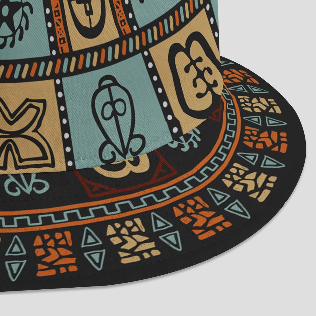 Vintage Adinkra Symbols Bucket Hat Bucket Hat Tianci 