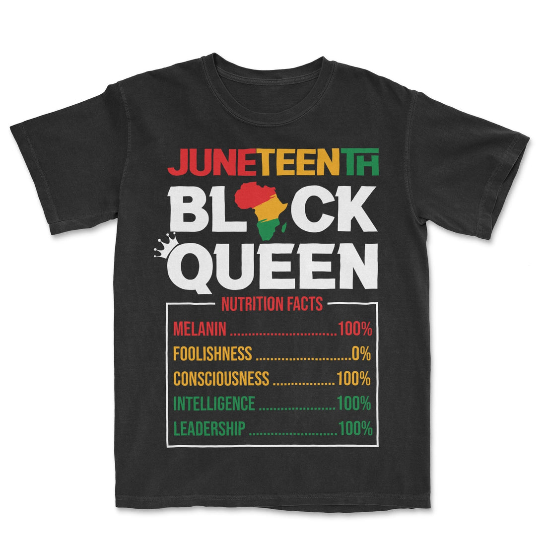 Juneteenth Black Queen Nutrition Facts T-shirt Apparel Gearment Premium - Heavyweight & Vintage Black S
